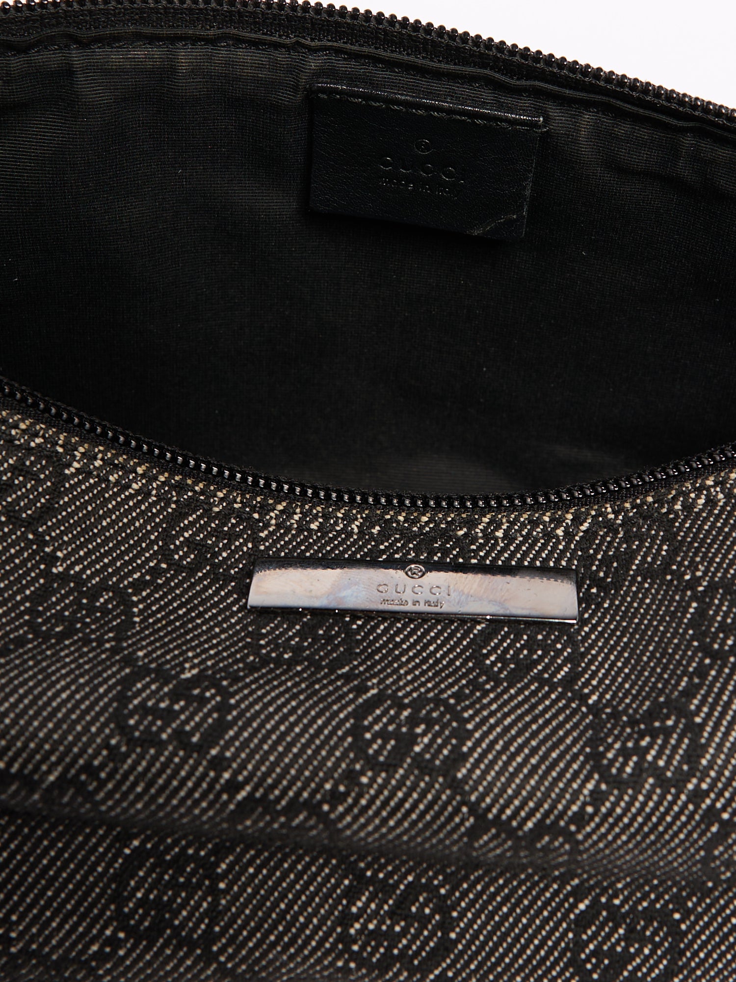 Gucci Grey Denim Monogram Pochette