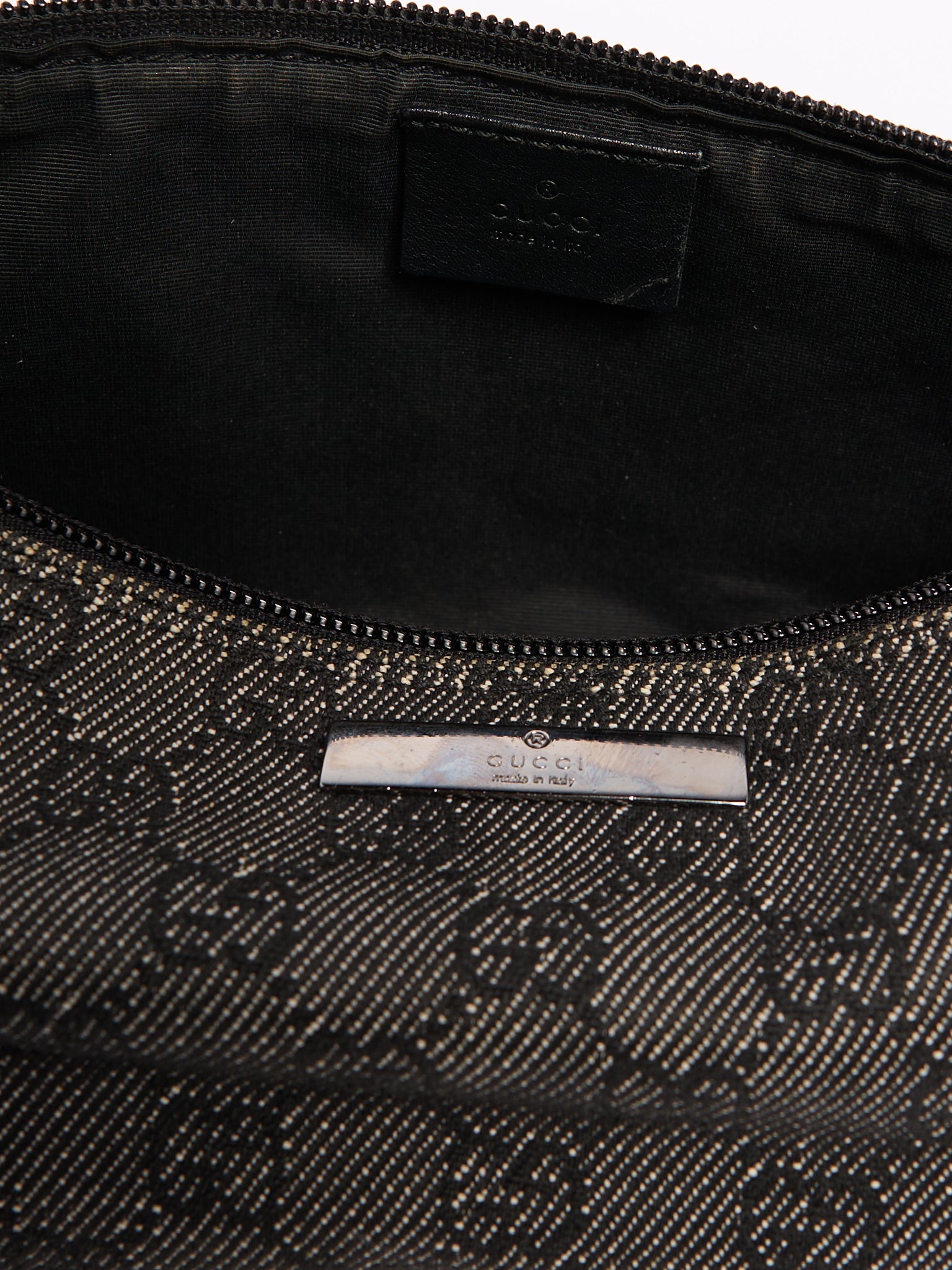 Gucci Grey Denim Monogram Pochette
