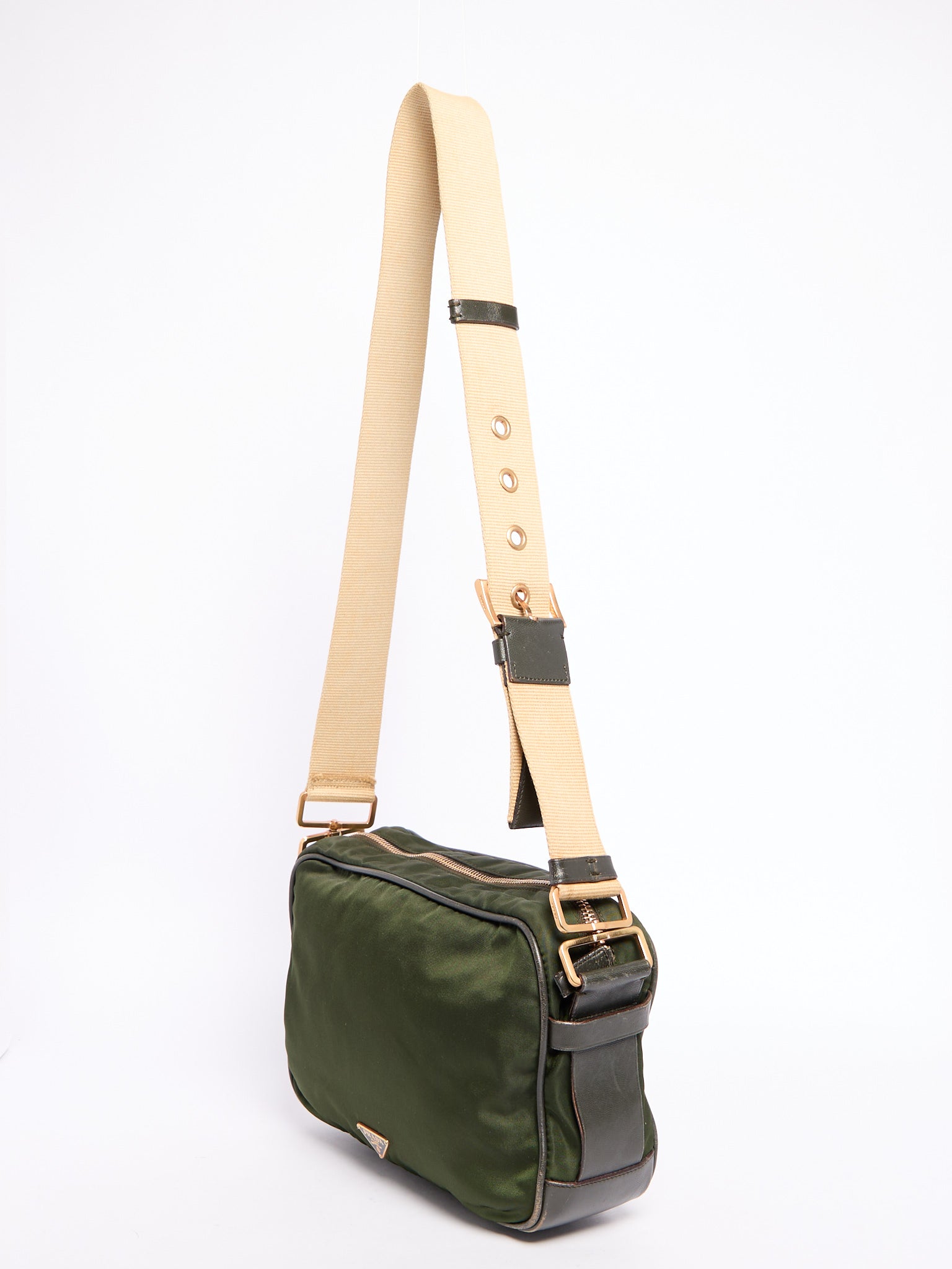 90's Prada Khaki Nylon Shoulder Bag