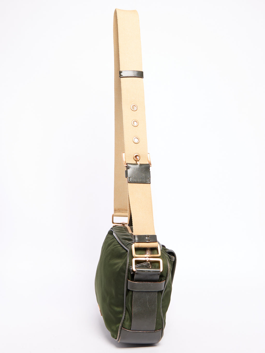 90's Prada Khaki Nylon Shoulder Bag