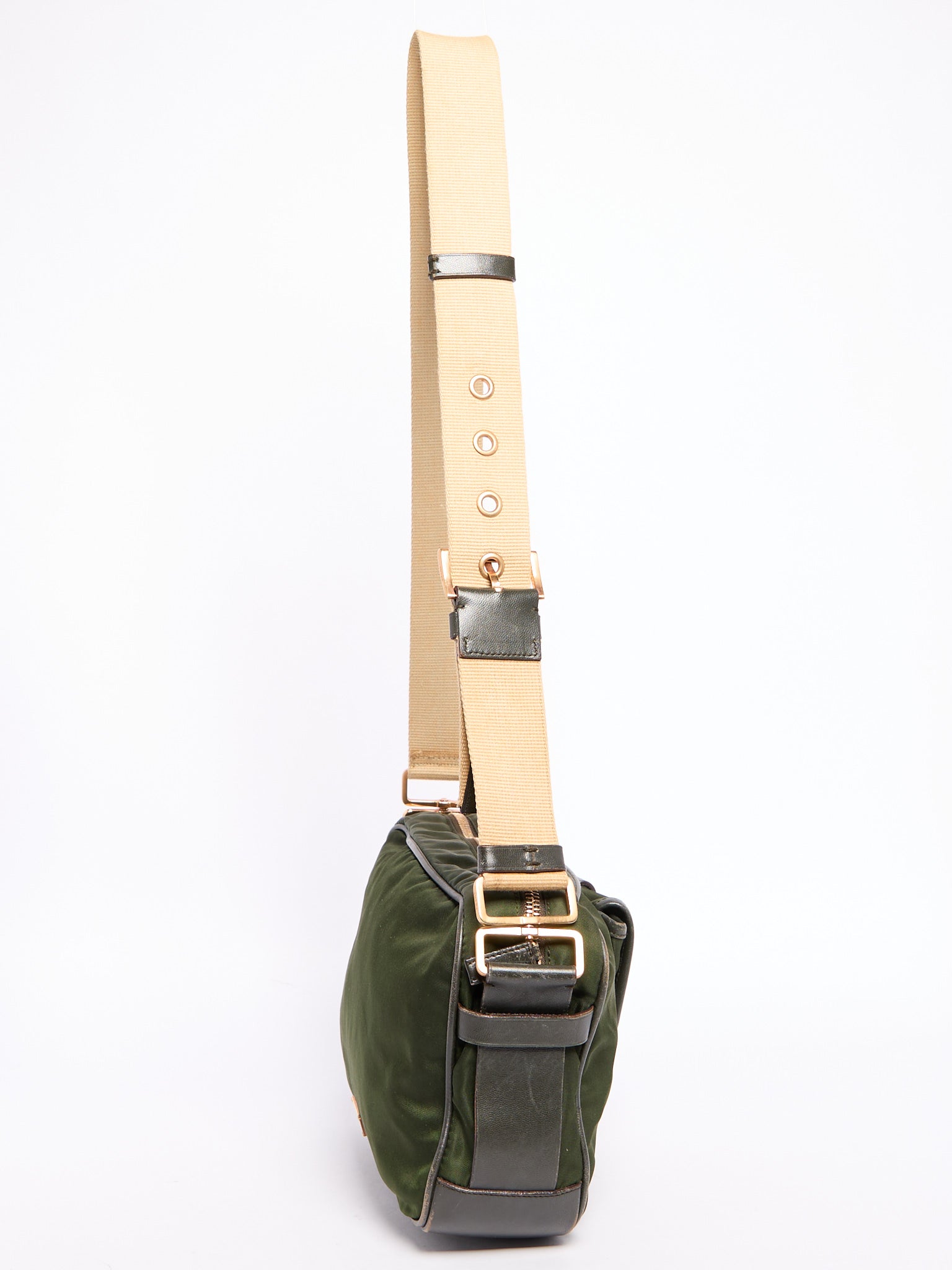 90's Prada Khaki Nylon Shoulder Bag