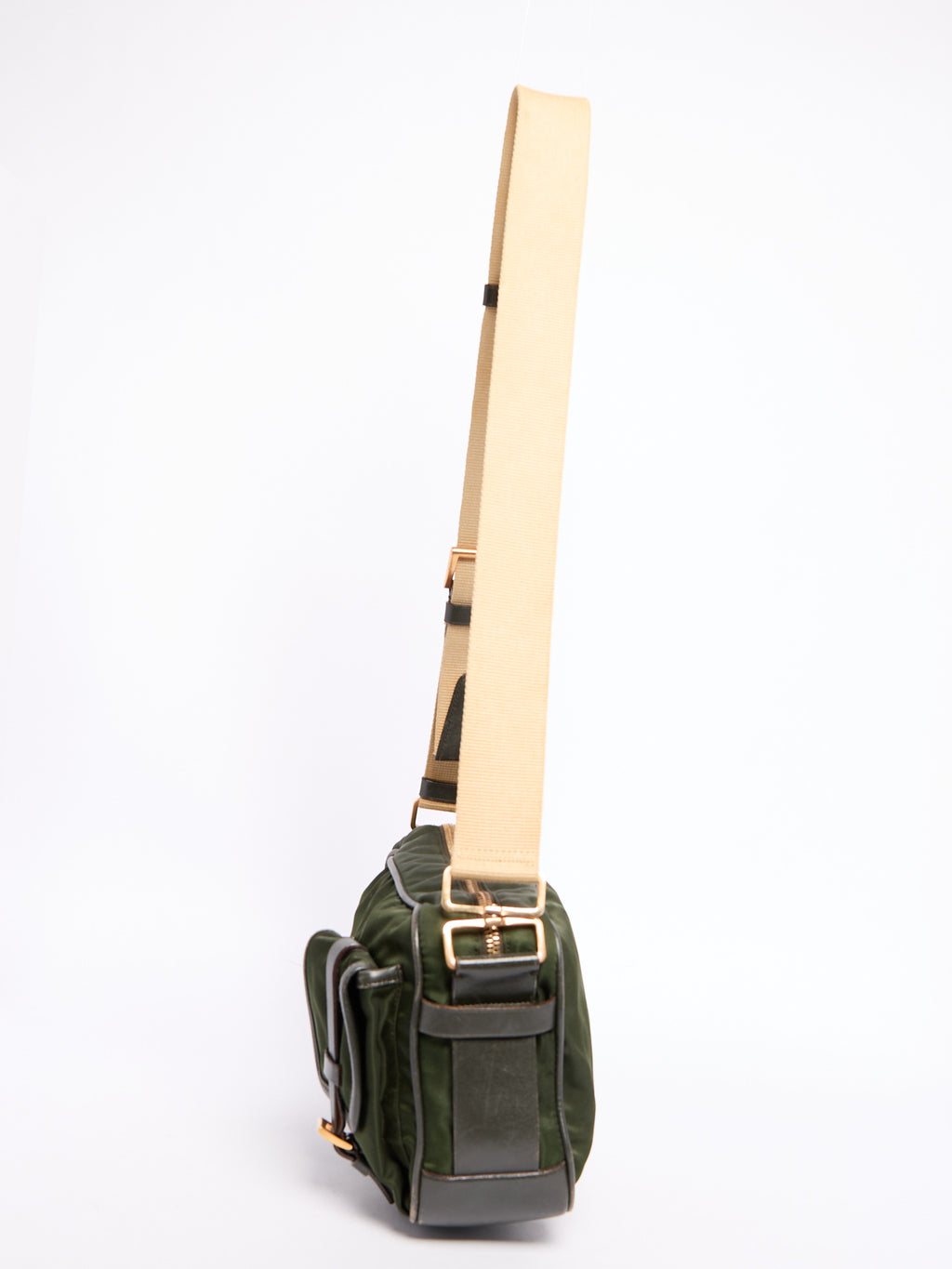 90's Prada Khaki Nylon Shoulder Bag