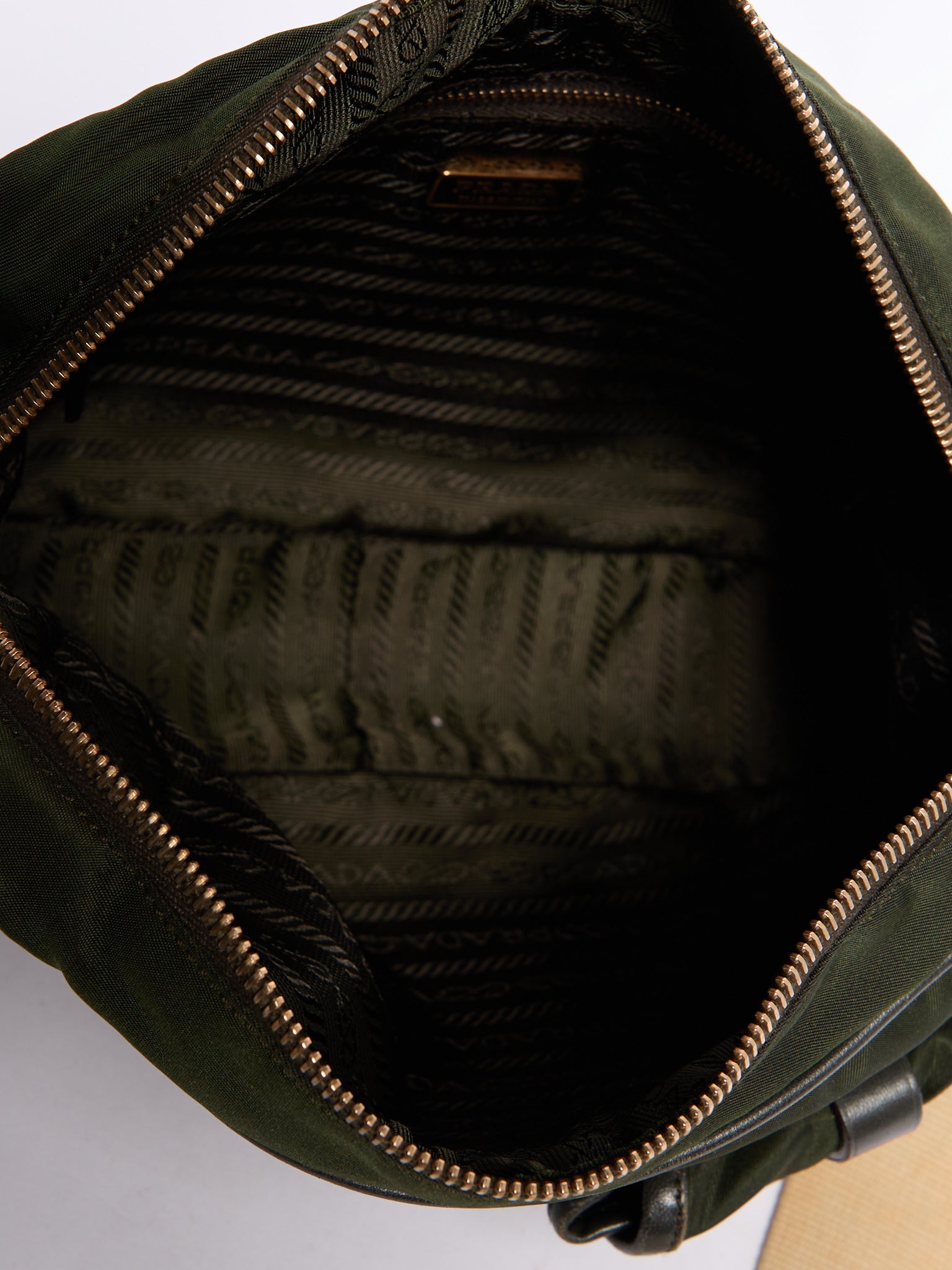 90's Prada Khaki Nylon Shoulder Bag