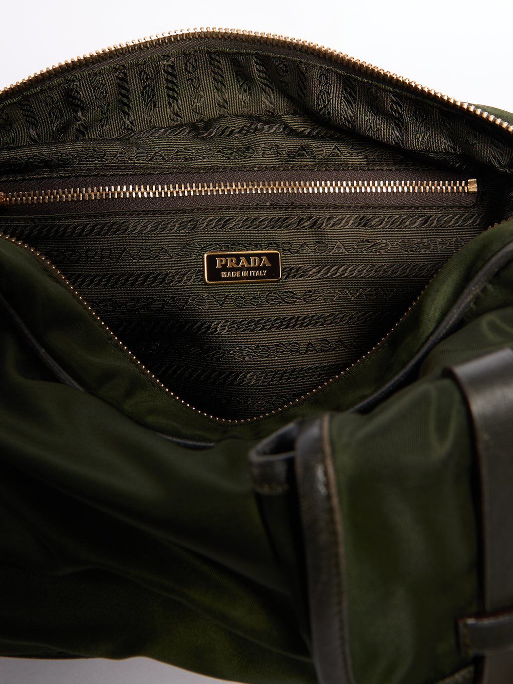 90's Prada Khaki Nylon Shoulder Bag