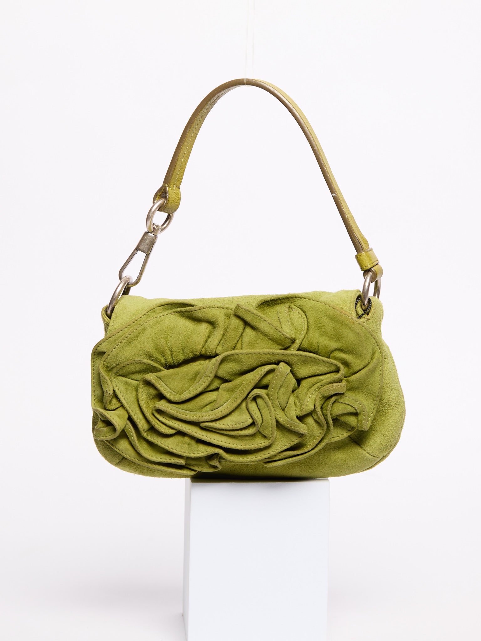 Yves Saint Laurent Mini Green Suede Nadja Bag