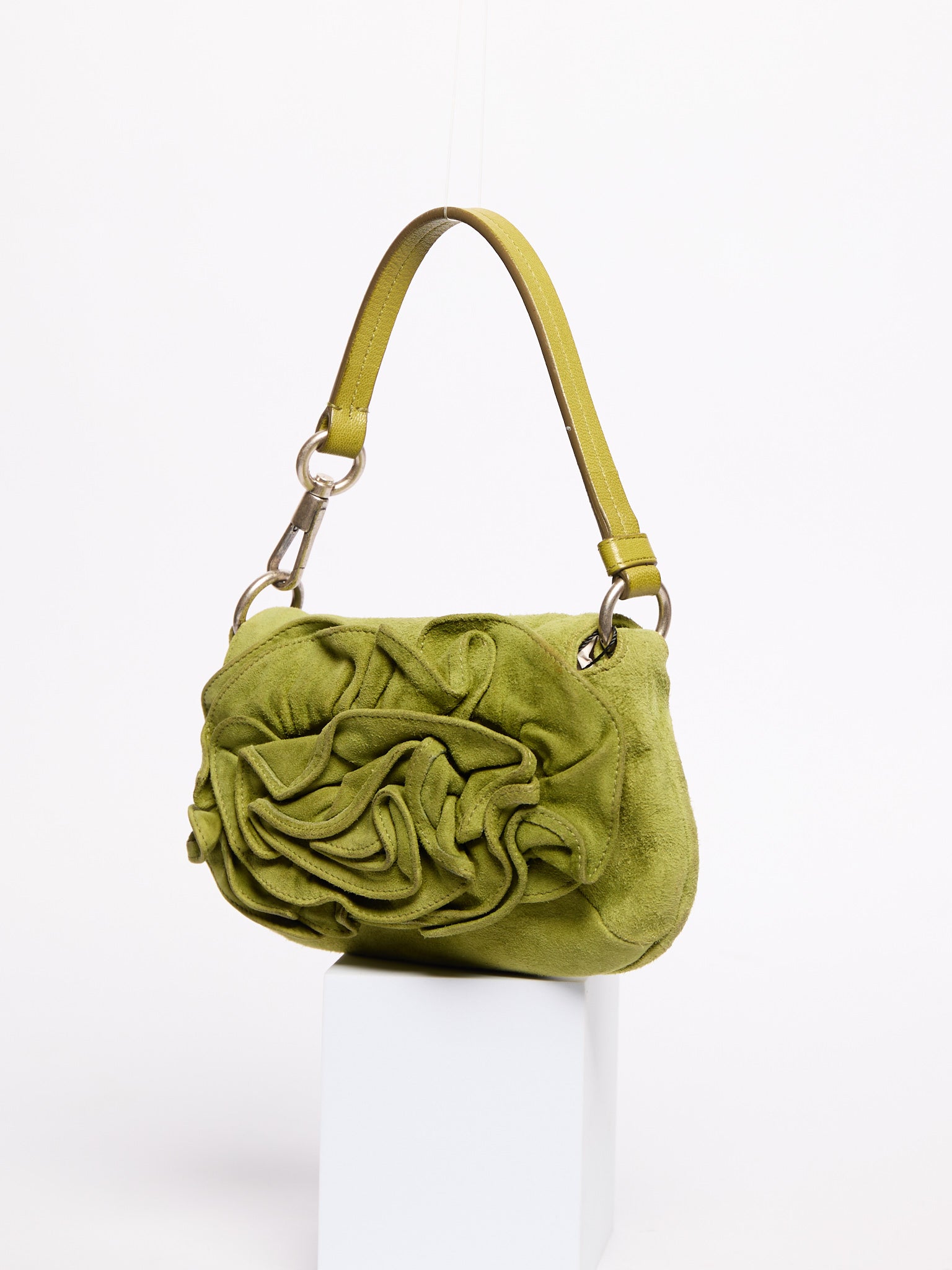 Yves Saint Laurent Mini Green Suede Nadja Bag
