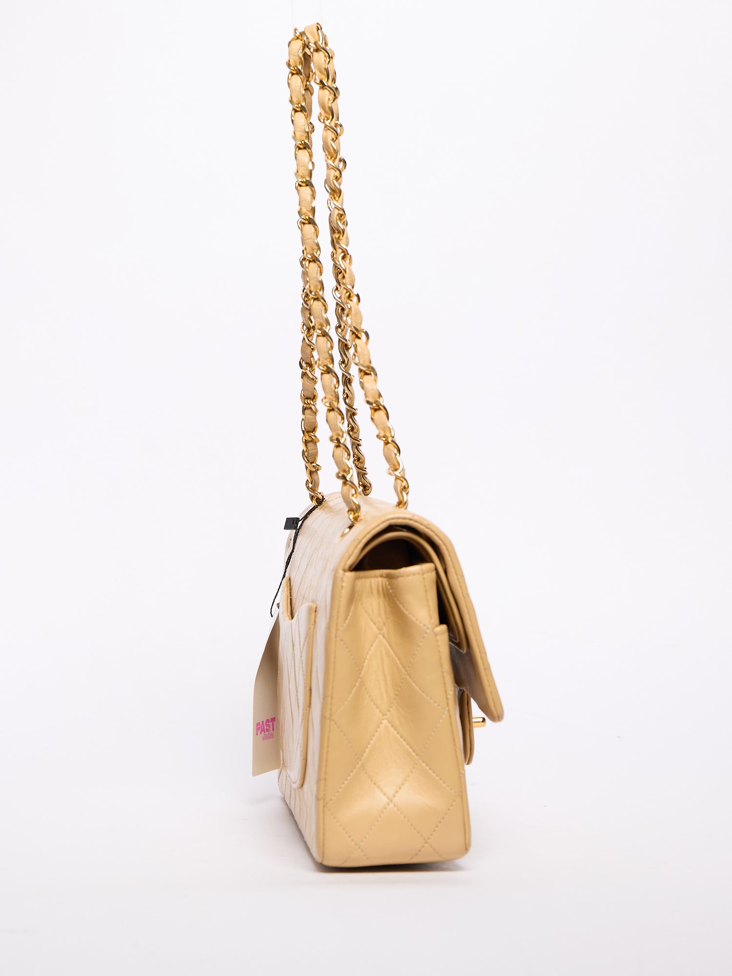 90's Chanel Beige Double Flap Bag 24k Gold Hardware