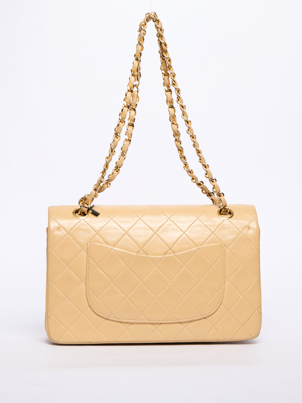 90's Chanel Beige Double Flap Bag 24k Gold Hardware