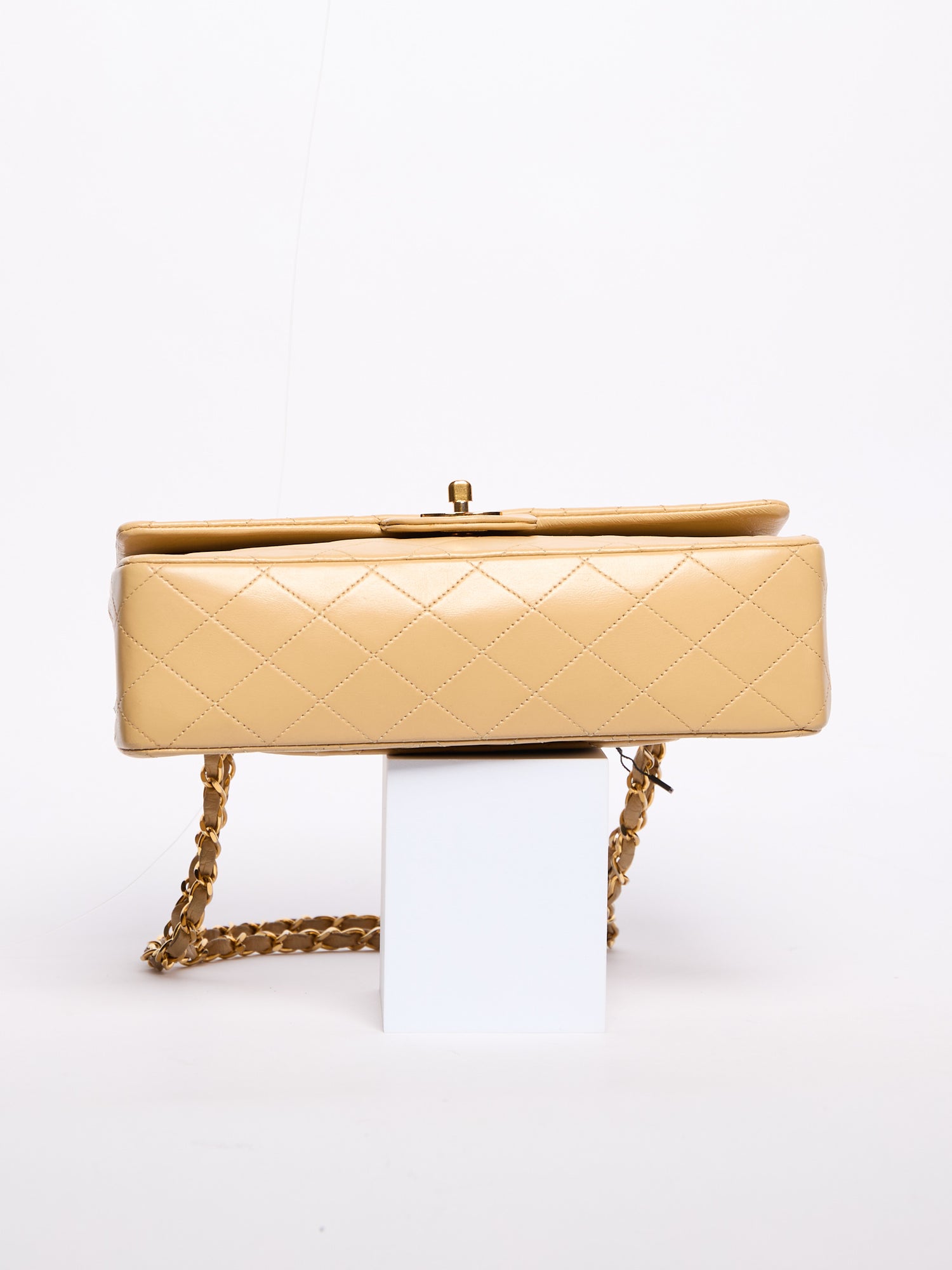 90's Chanel Beige Double Flap Bag 24k Gold Hardware