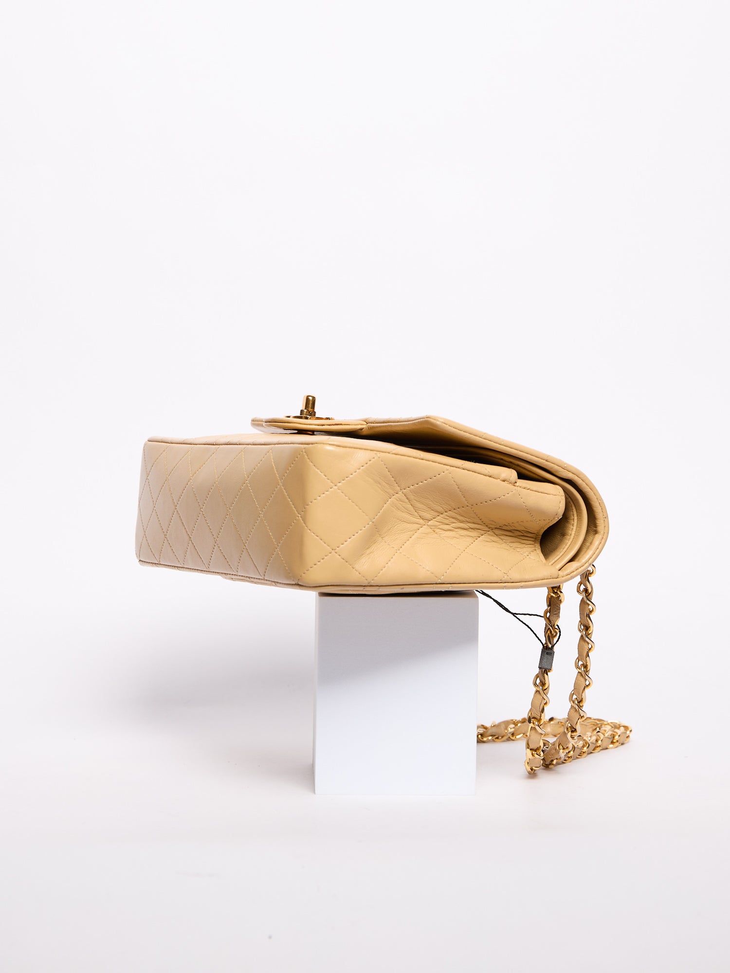 90's Chanel Beige Double Flap Bag 24k Gold Hardware