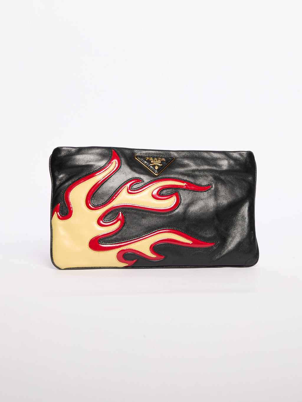 2000's Prada Leather Flame Clutch
