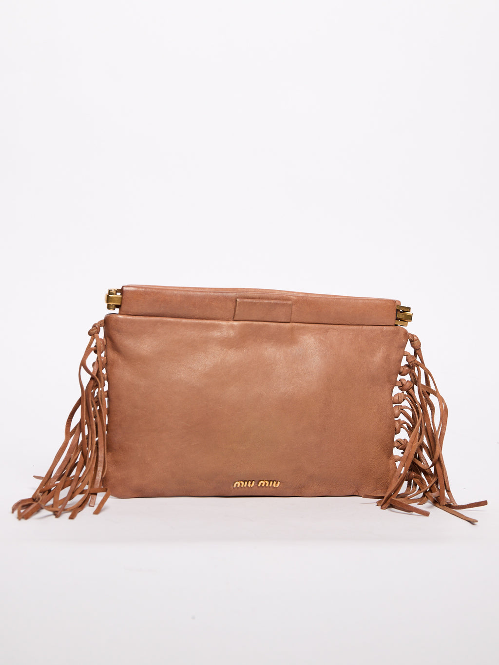 Miu Miu Brown Fringe Clutch