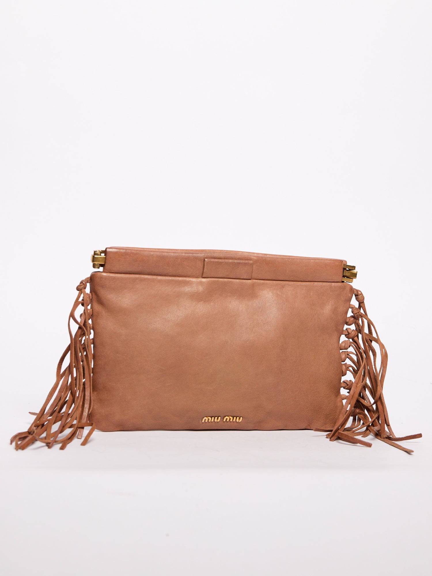 Miu Miu Brown Fringe Clutch