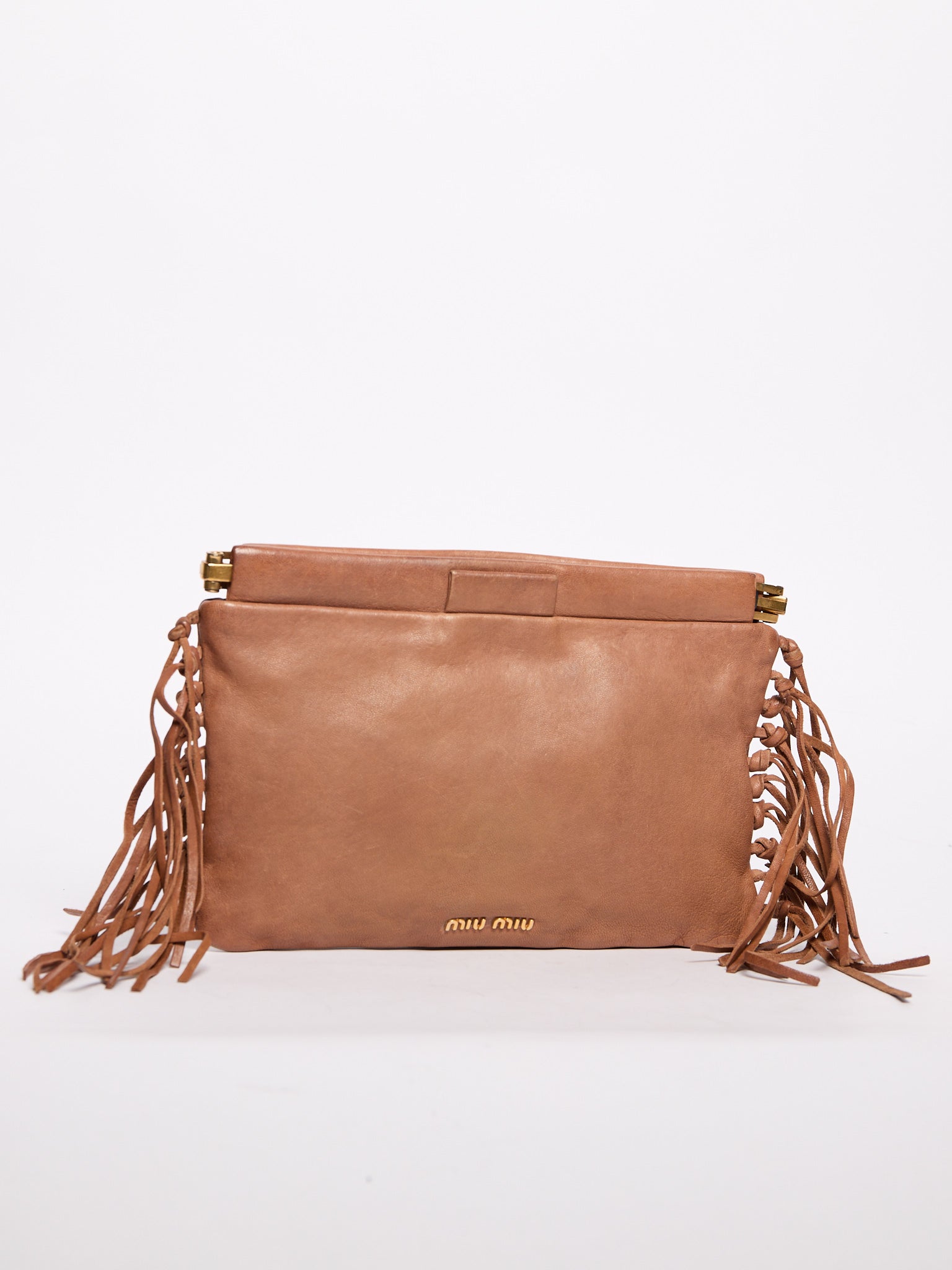 Miu Miu Brown Fringe Clutch