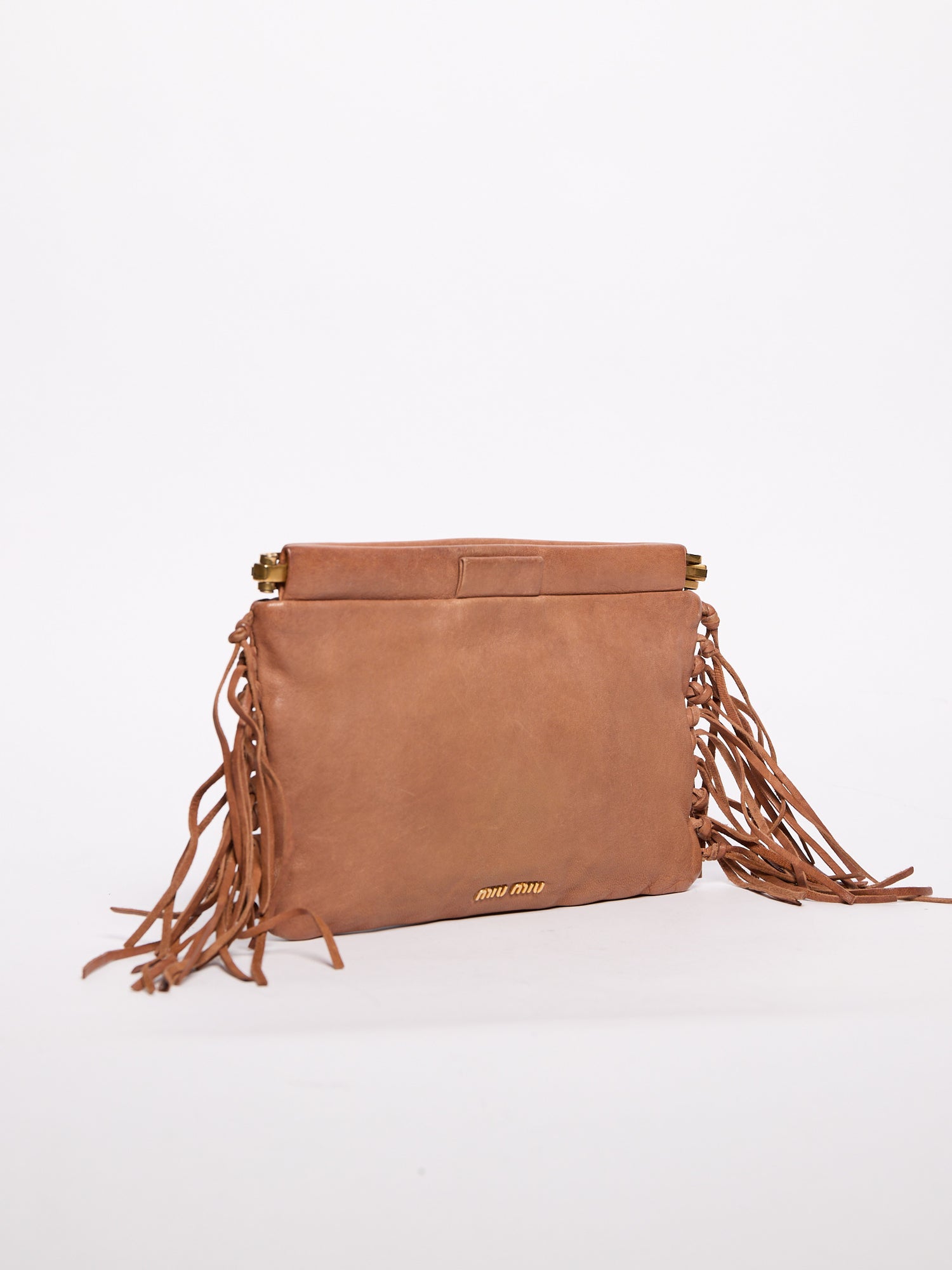 Miu Miu Brown Fringe Clutch