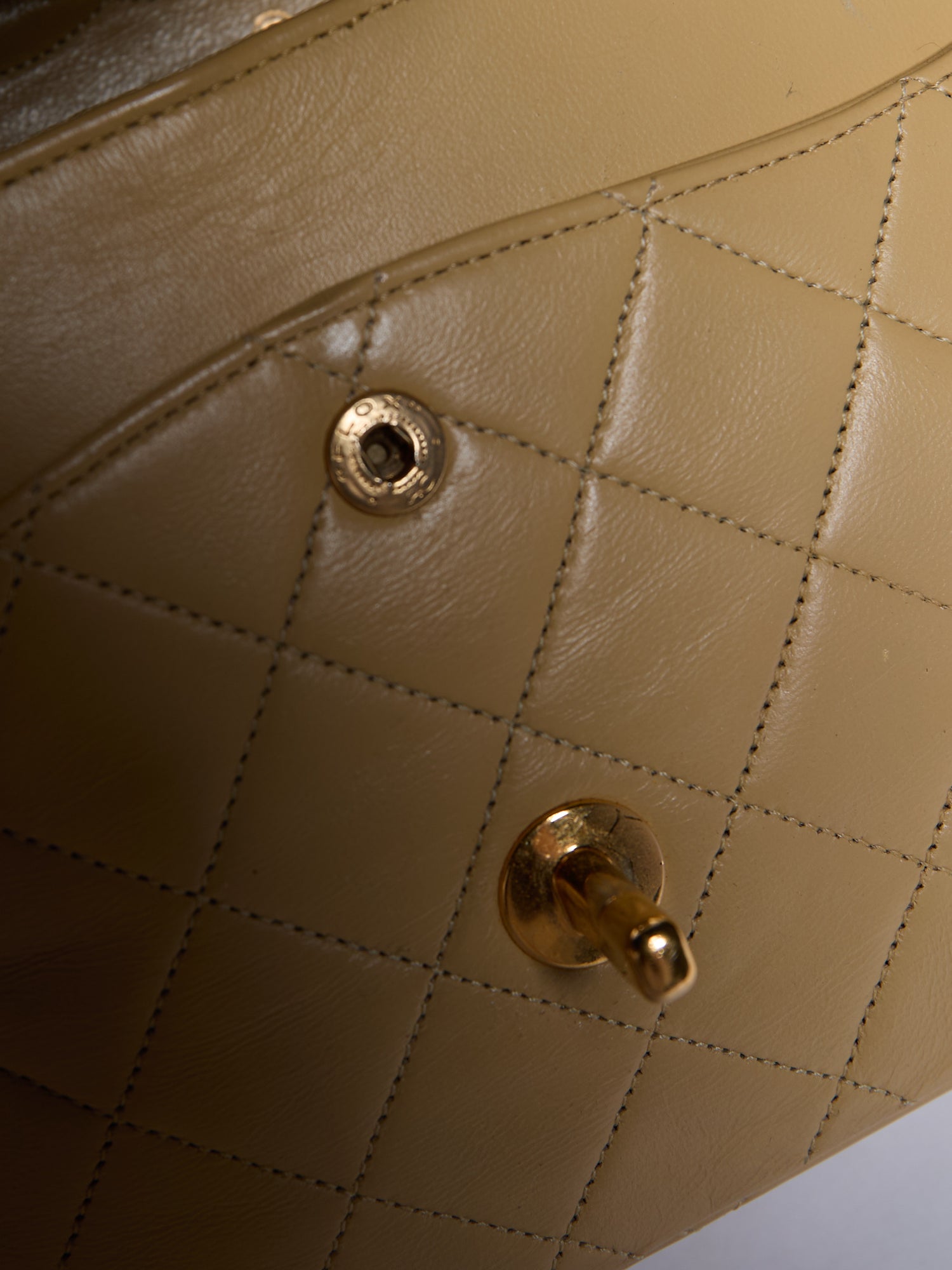 90's Chanel Beige Double Flap Bag 24k Gold Hardware