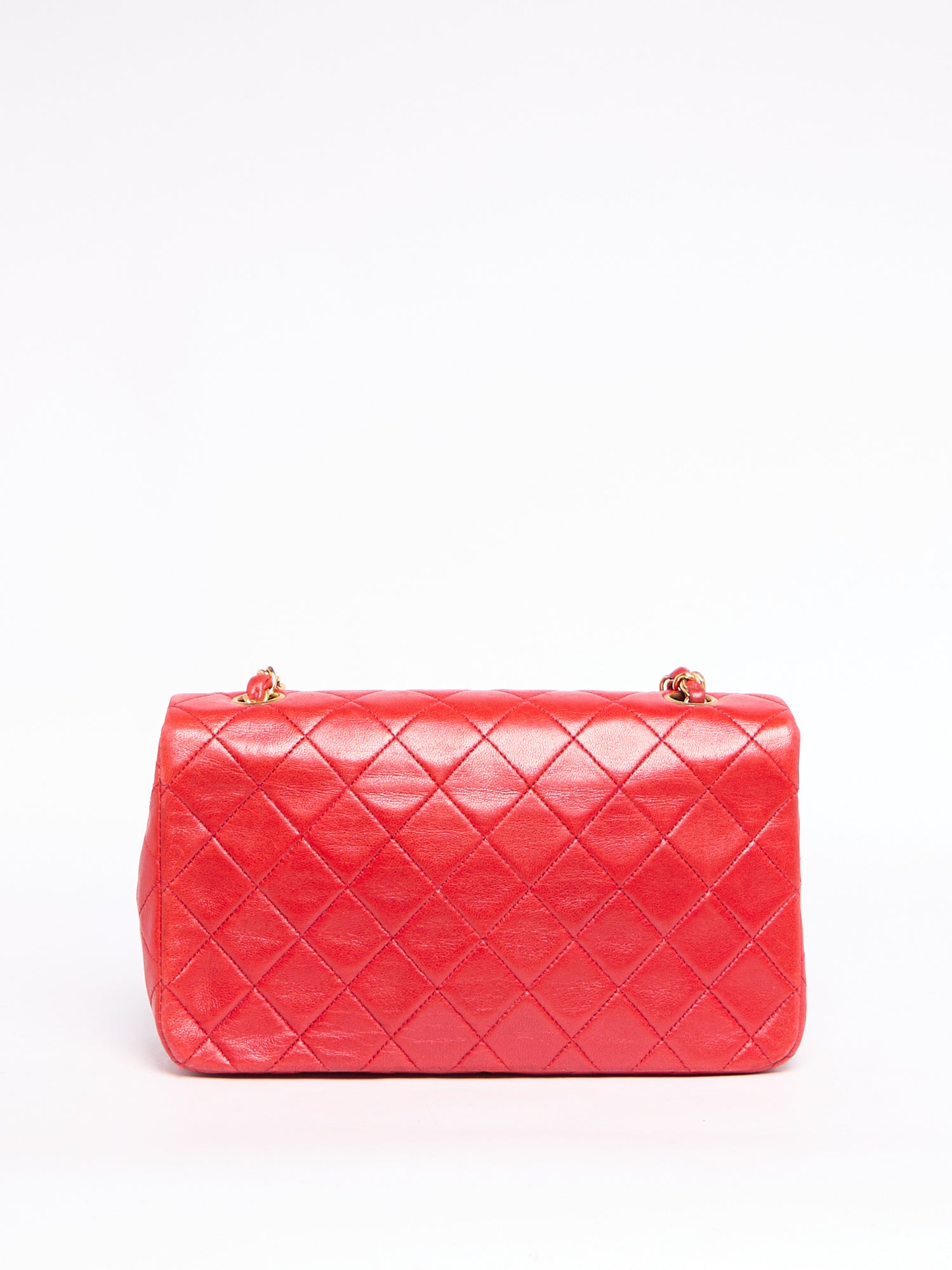 90's Chanel Small Red Flap Bag with 24K Hardware