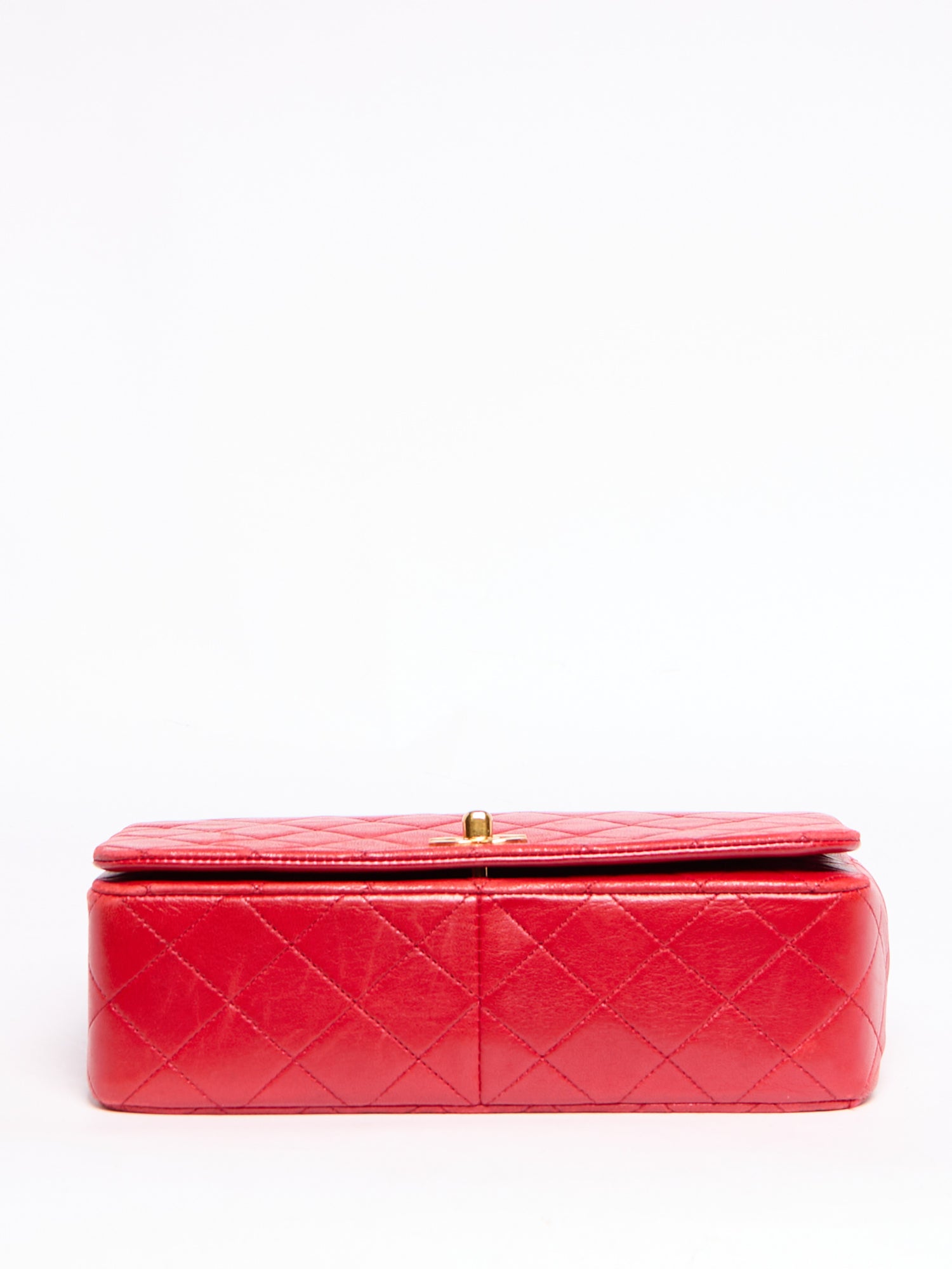 90's Chanel Small Red Flap Bag with 24K Hardware