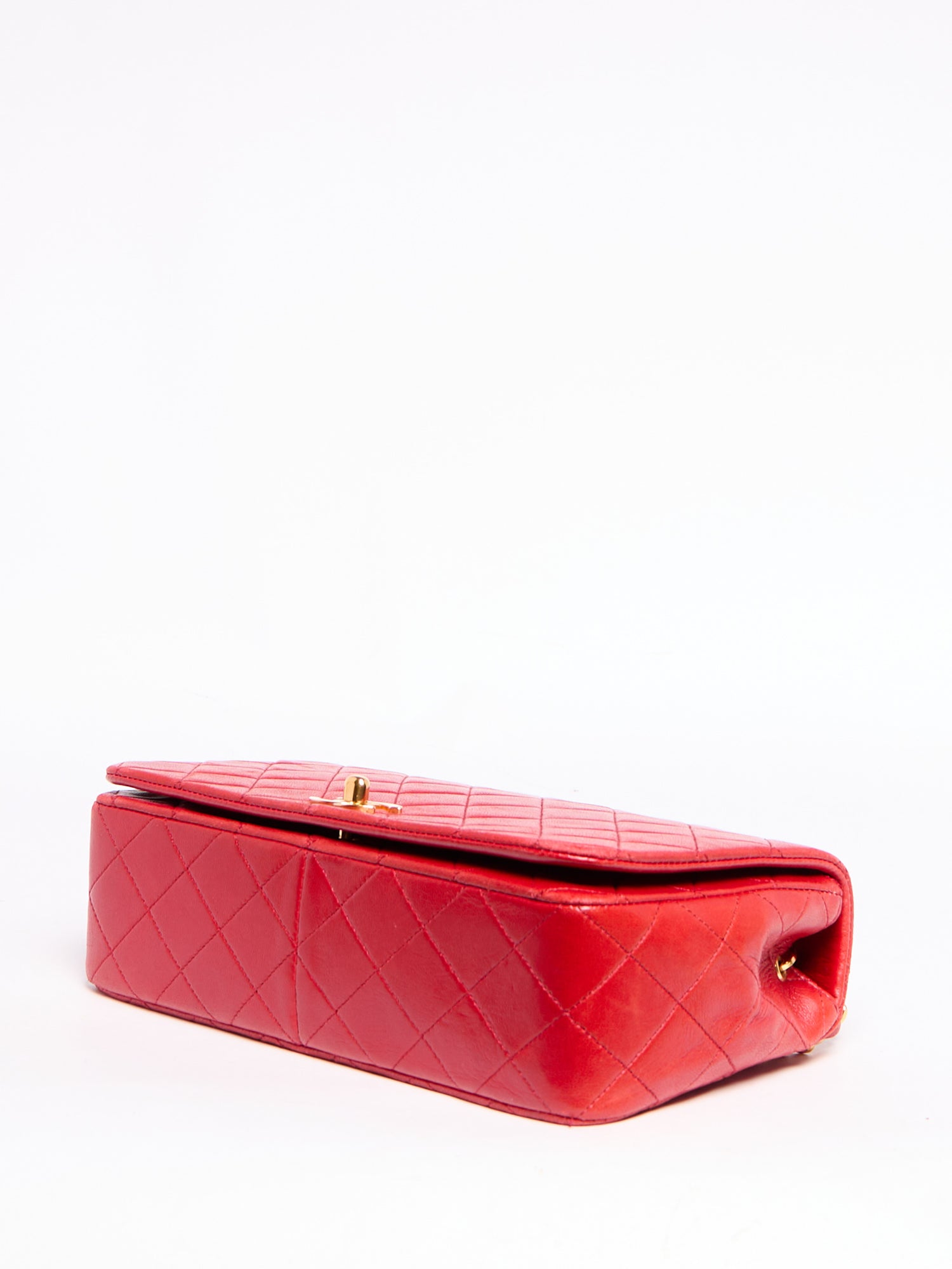 90's Chanel Small Red Flap Bag with 24K Hardware