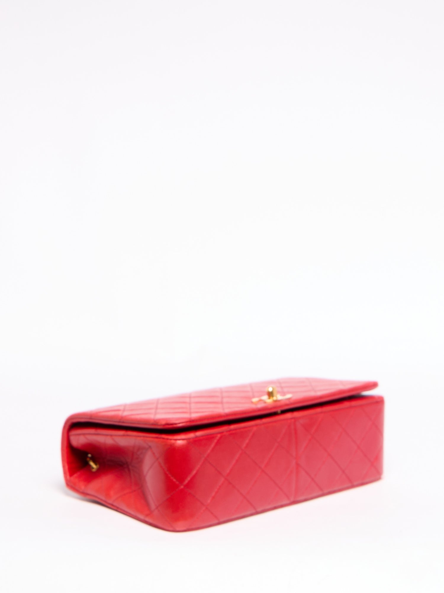90's Chanel Small Red Flap Bag with 24K Hardware