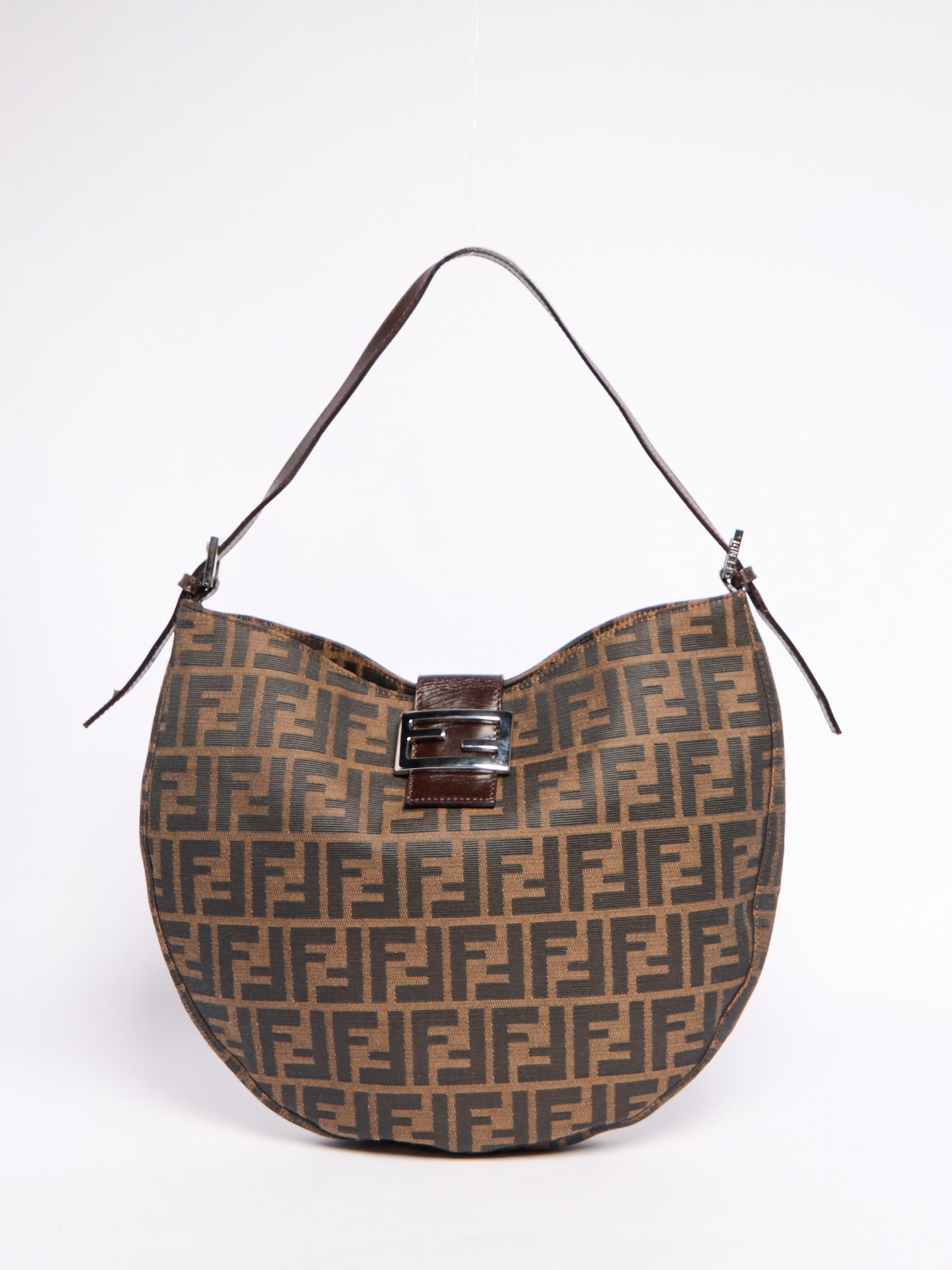 Fendi Brown Canvas Zucca Monogram Hobo Bag