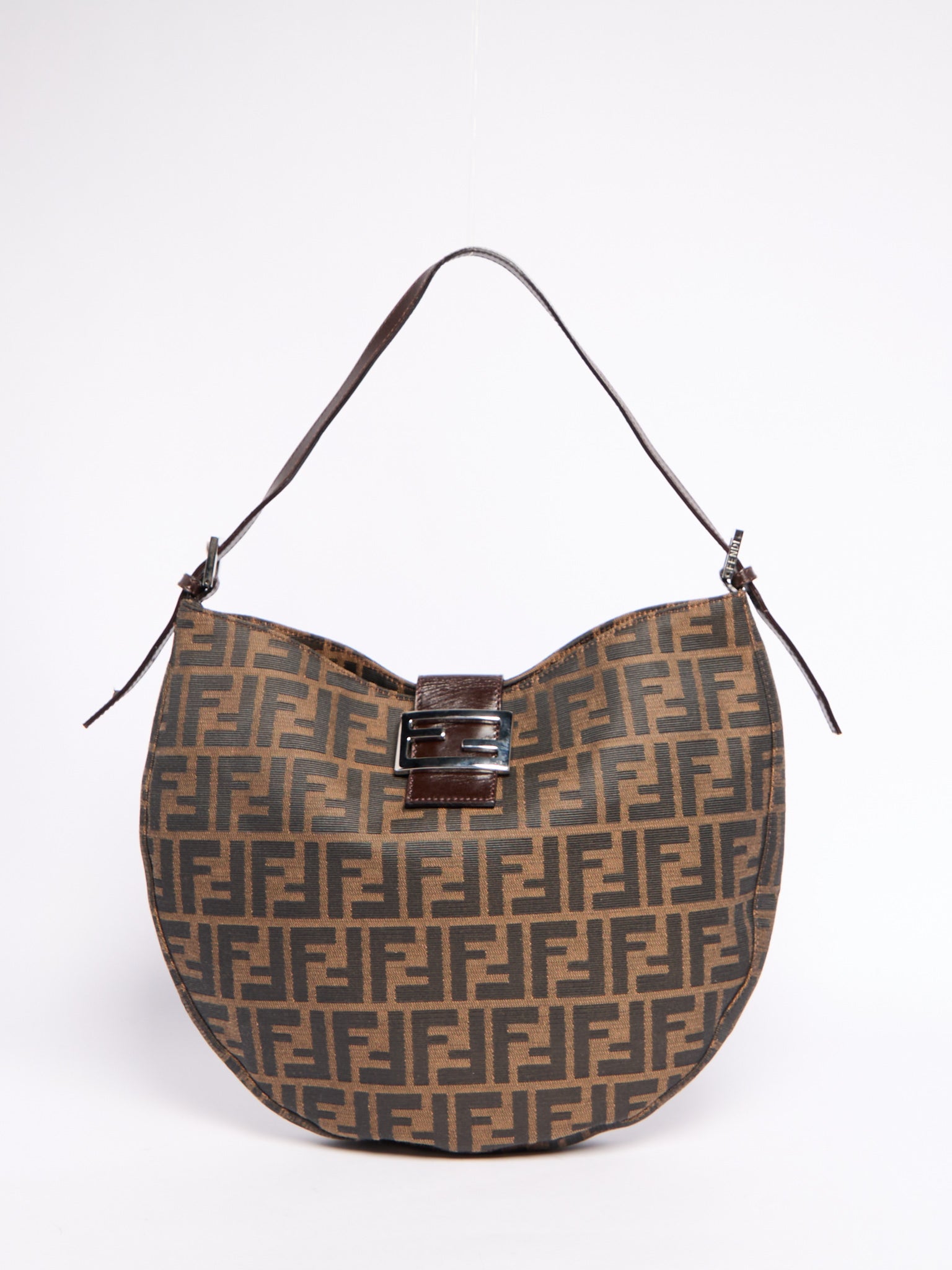 Fendi Brown Canvas Zucca Monogram Hobo Bag