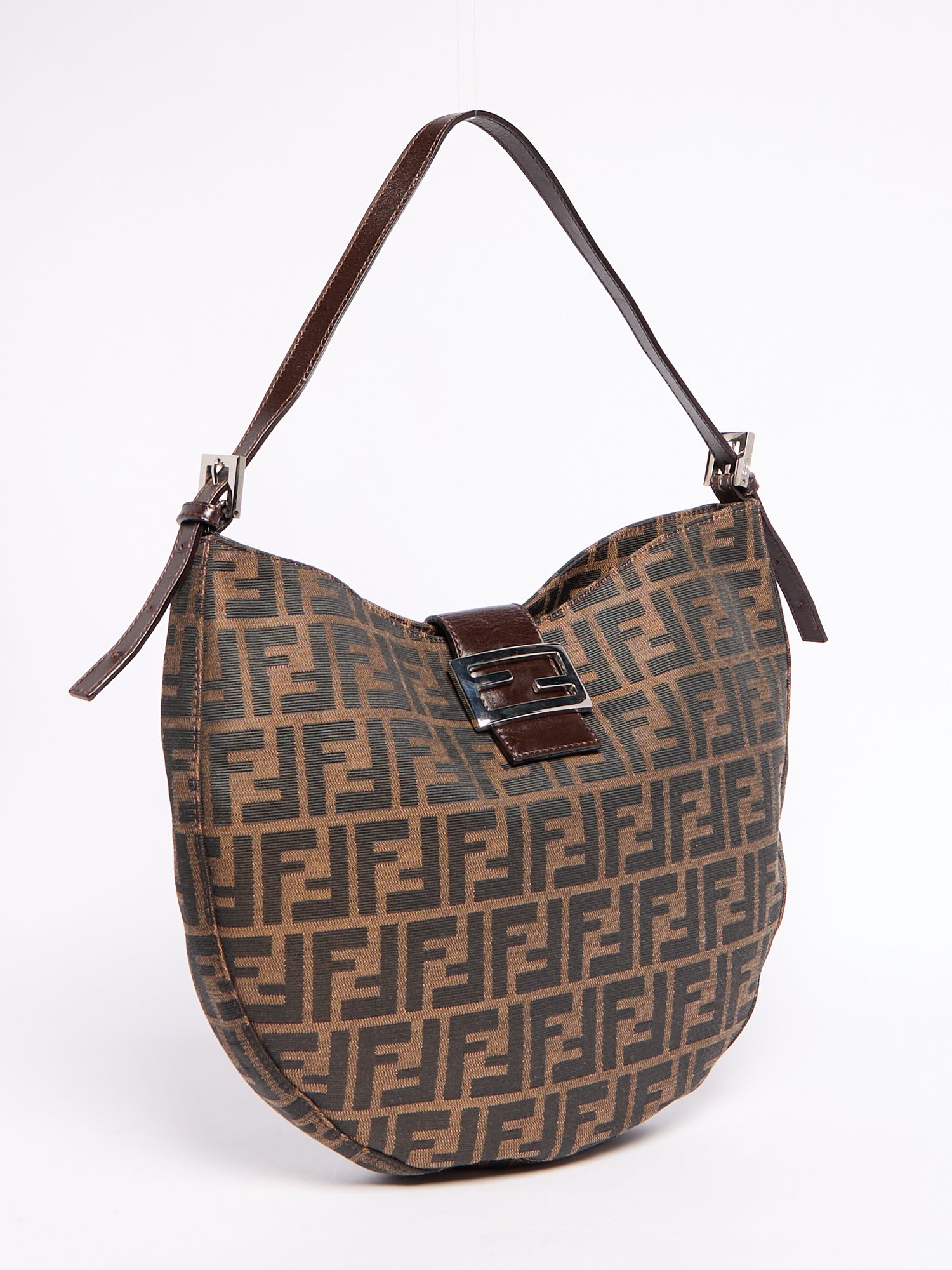 Fendi Brown Canvas Zucca Monogram Hobo Bag