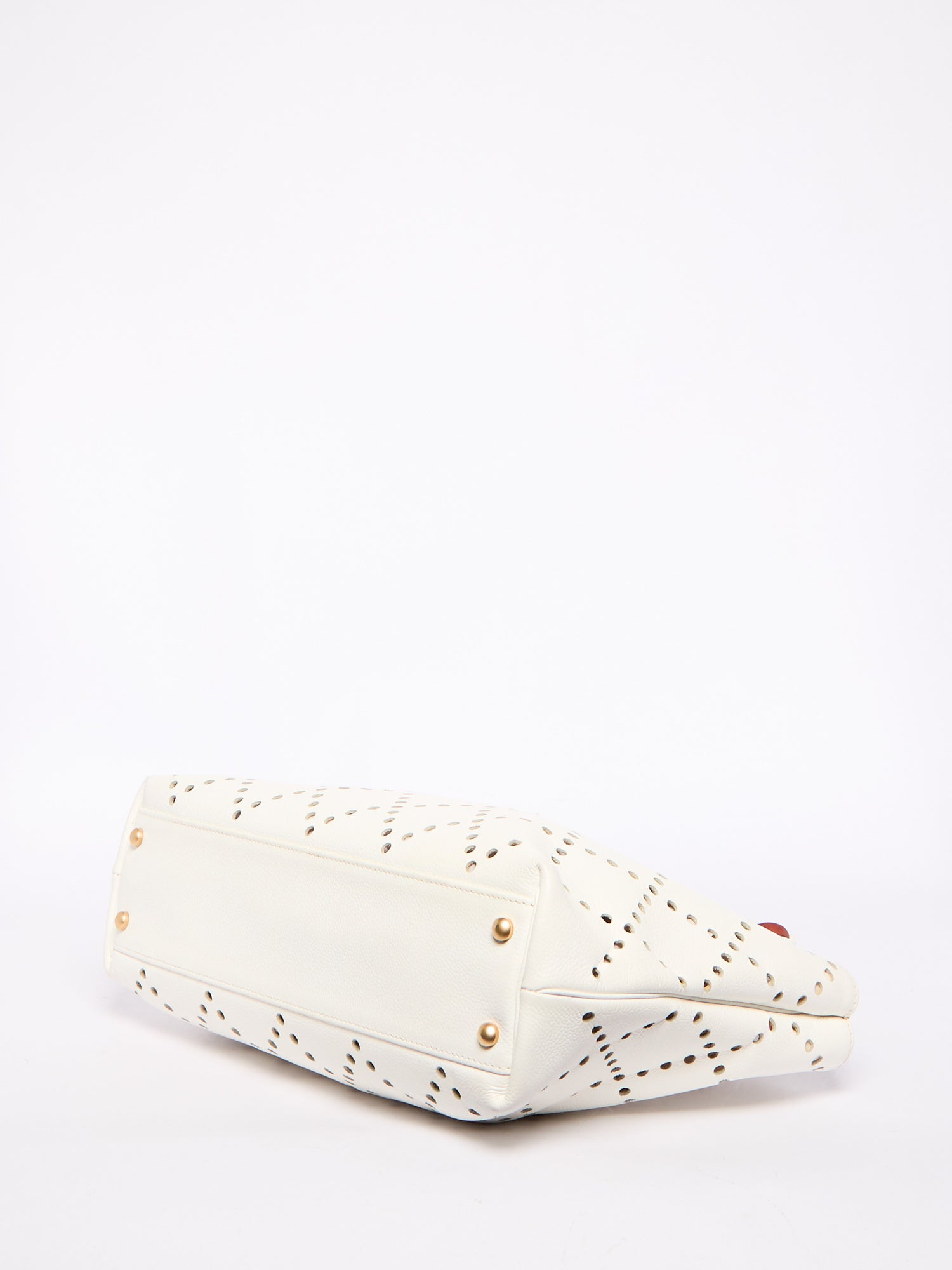 Chanel White Perforated Tortoiseshell Chain Tote