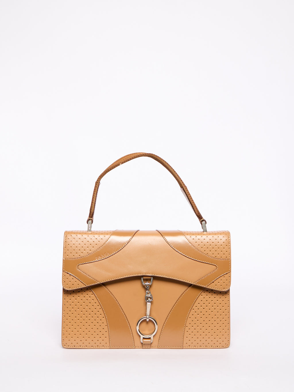 Prada Beige Perforated Top Handle Bag