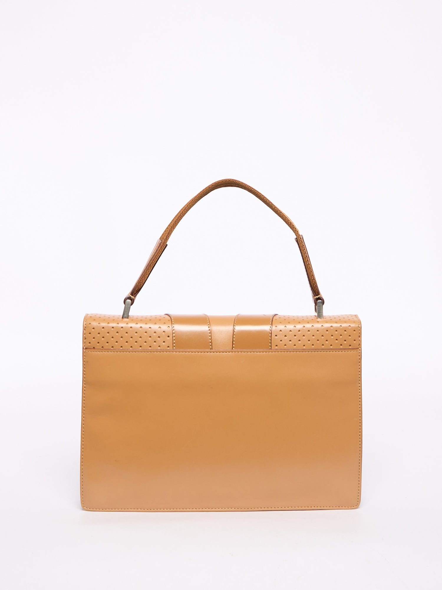 Prada Beige Perforated Top Handle Bag