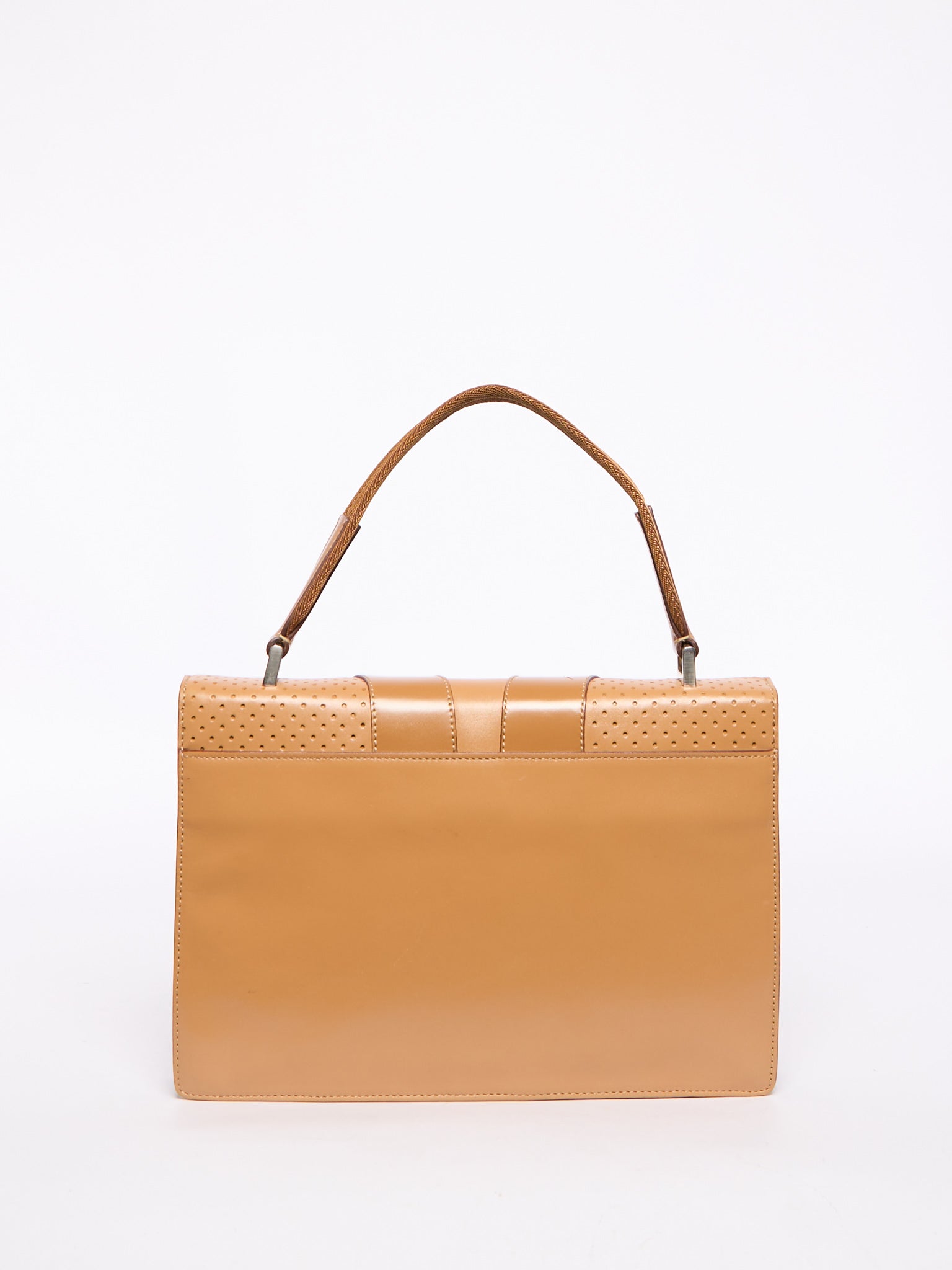Prada Beige Perforated Top Handle Bag