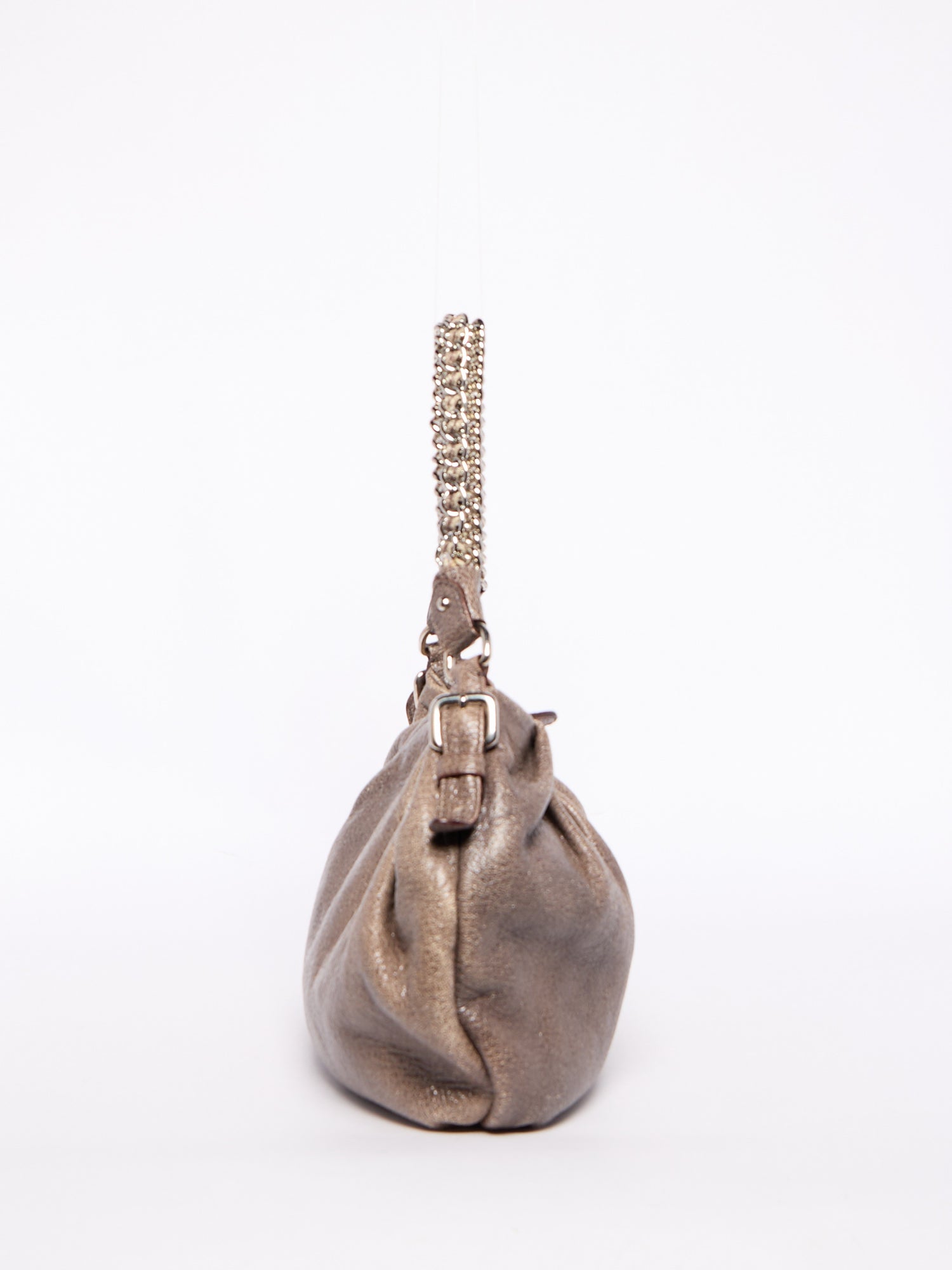 Prada Grey Distressed Leather Chain Bag