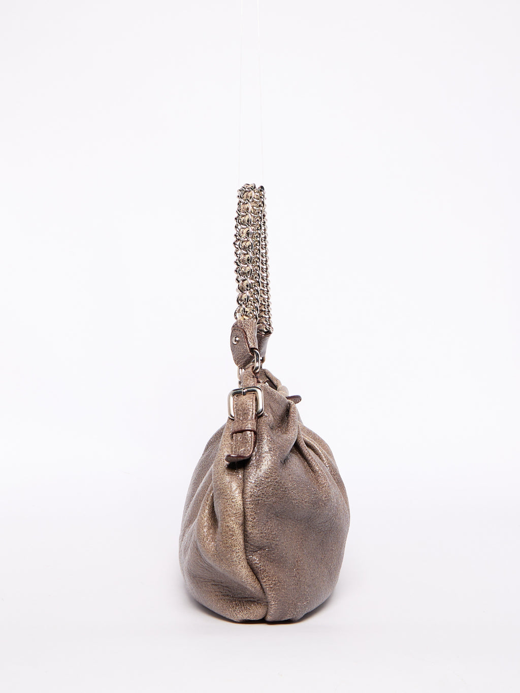 Prada Grey Distressed Leather Chain Bag