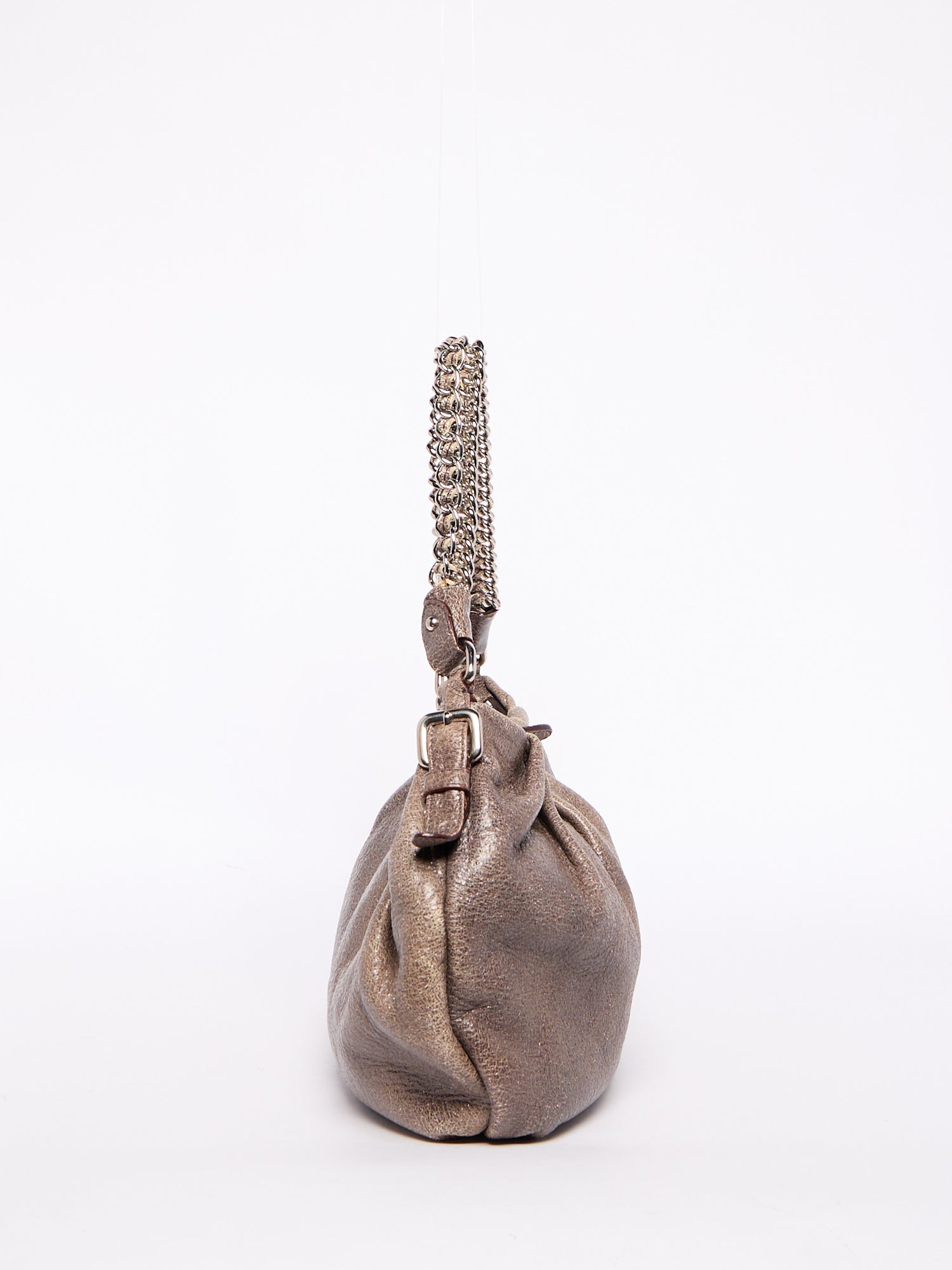 Prada Grey Distressed Leather Chain Bag