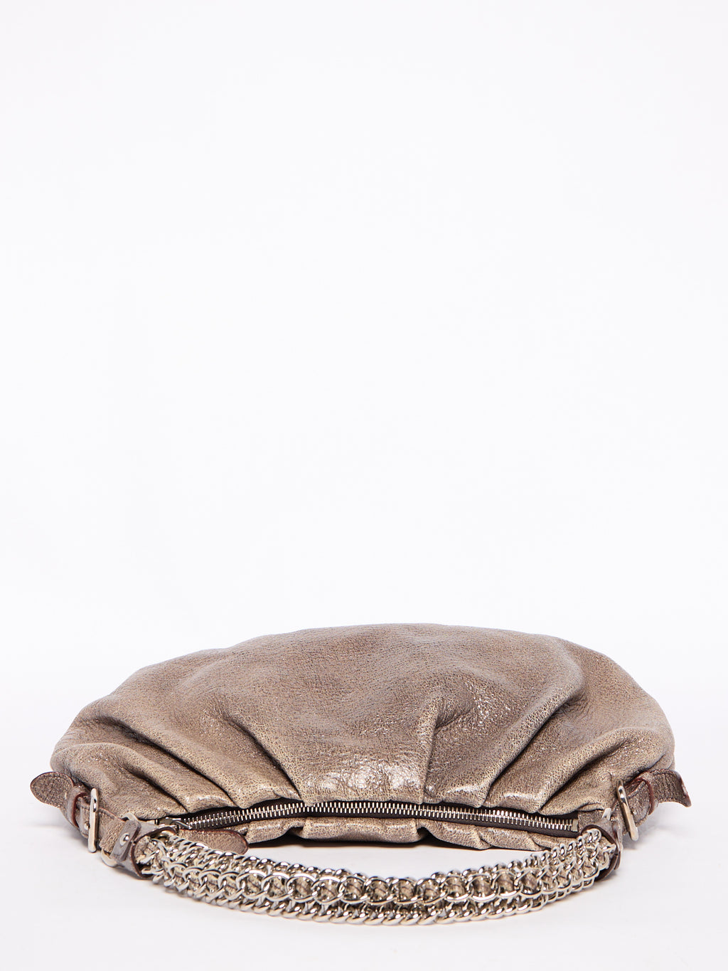 Prada Grey Distressed Leather Chain Bag