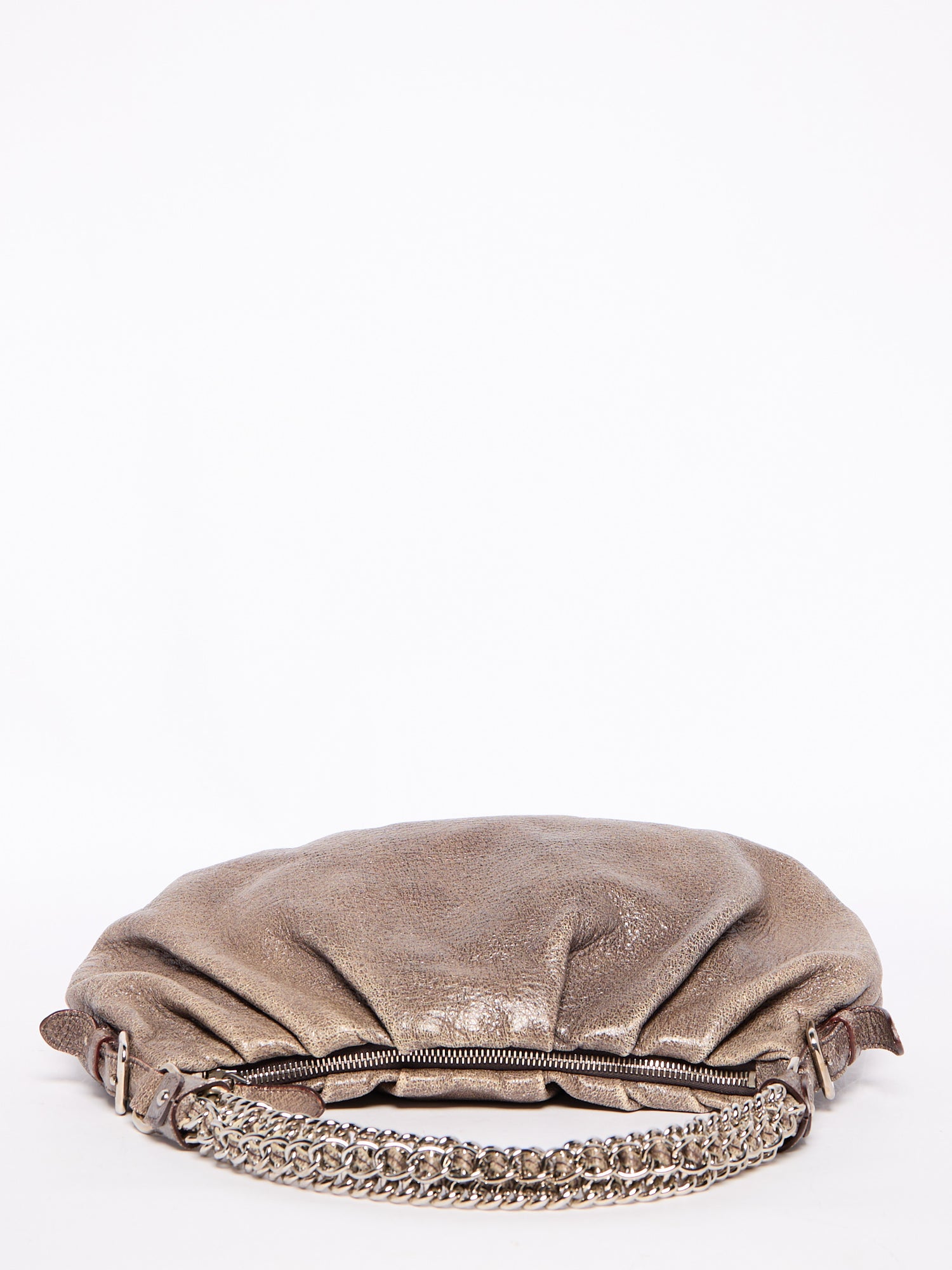 Prada Grey Distressed Leather Chain Bag