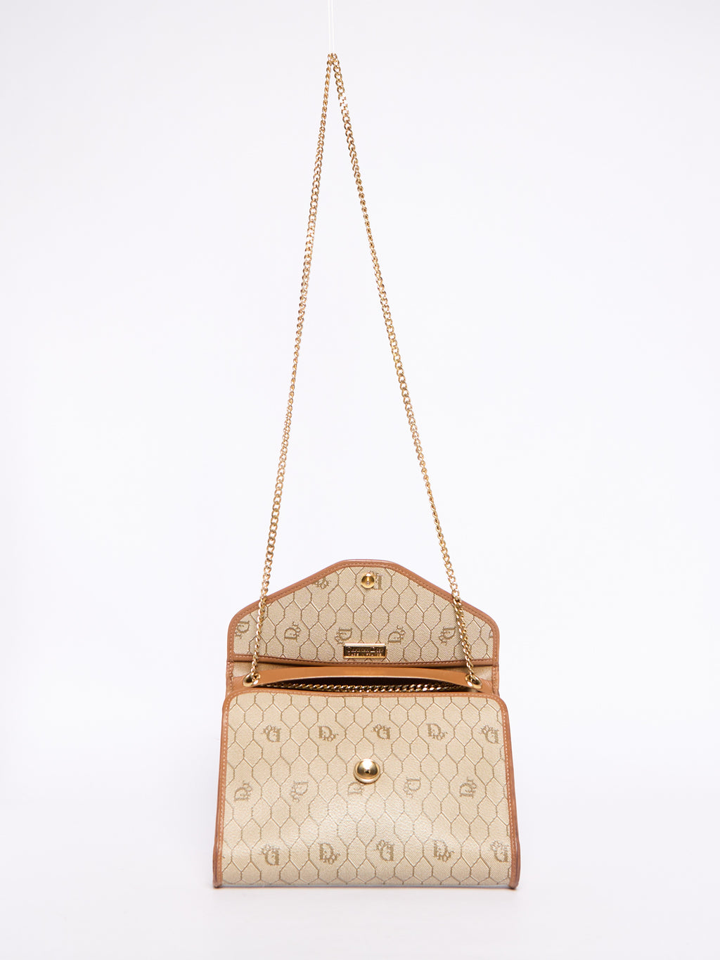 Christian Dior Beige Honeycomb Canvas Crossbody Bag