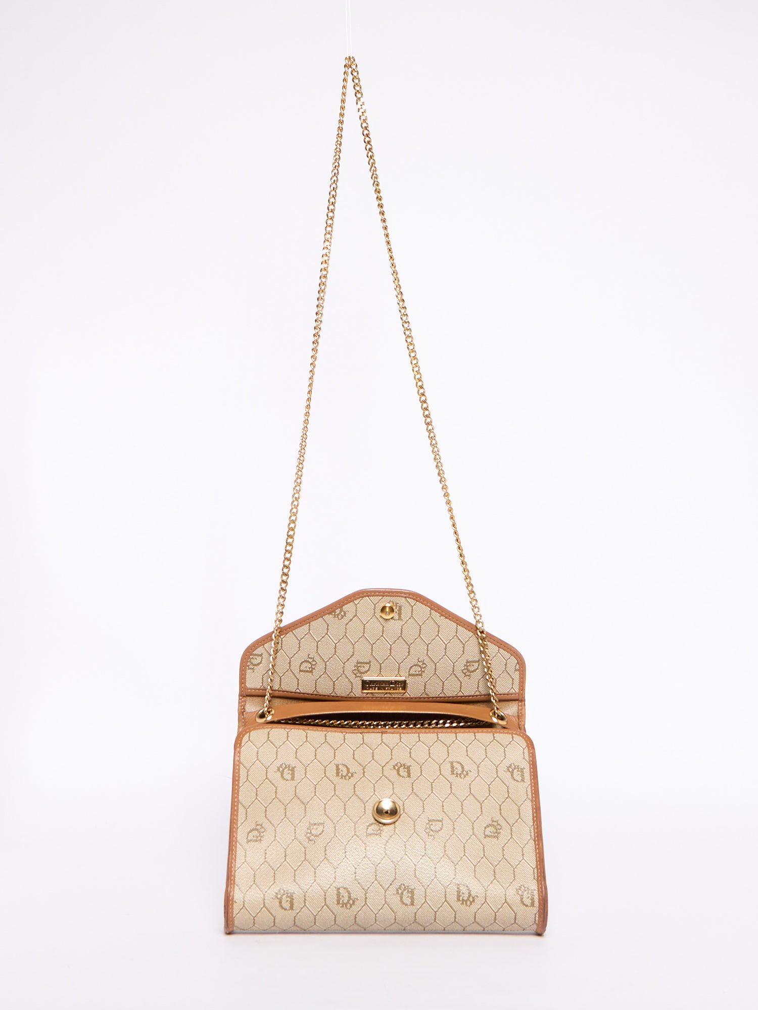 Christian Dior Beige Honeycomb Canvas Crossbody Bag