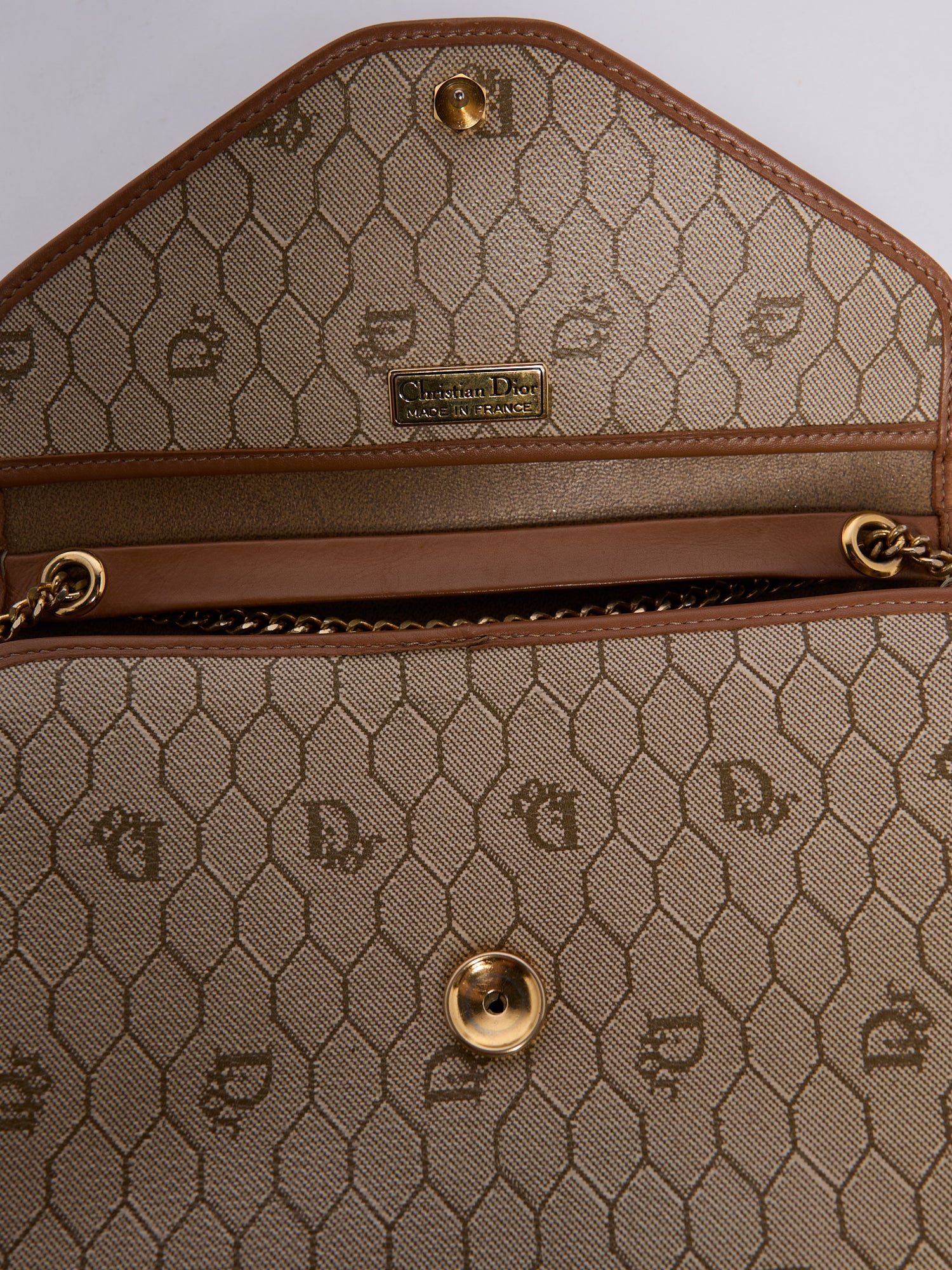 Christian Dior Beige Honeycomb Canvas Crossbody Bag