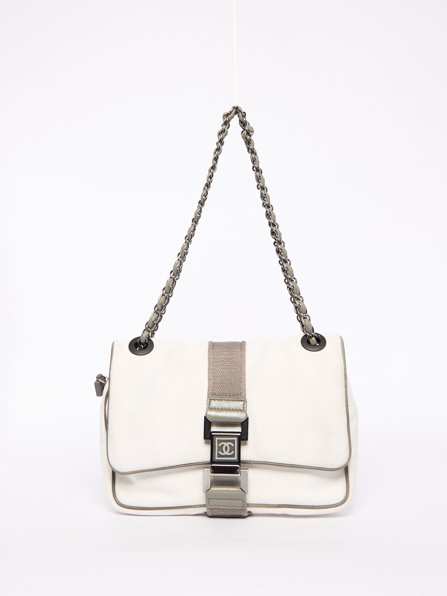 Chanel Sports White Canvas Shoulder Bag