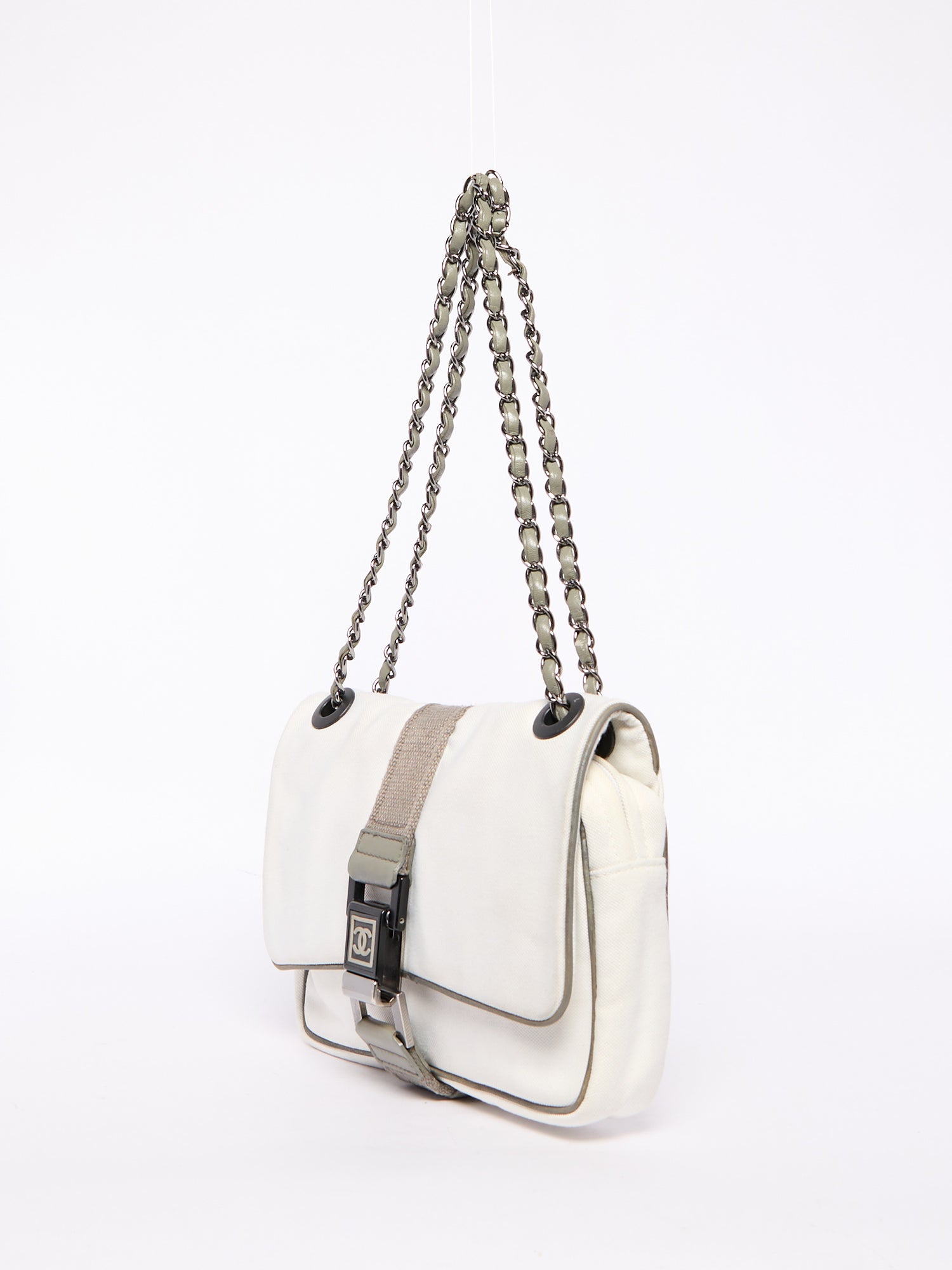 Chanel Sports White Canvas Shoulder Bag