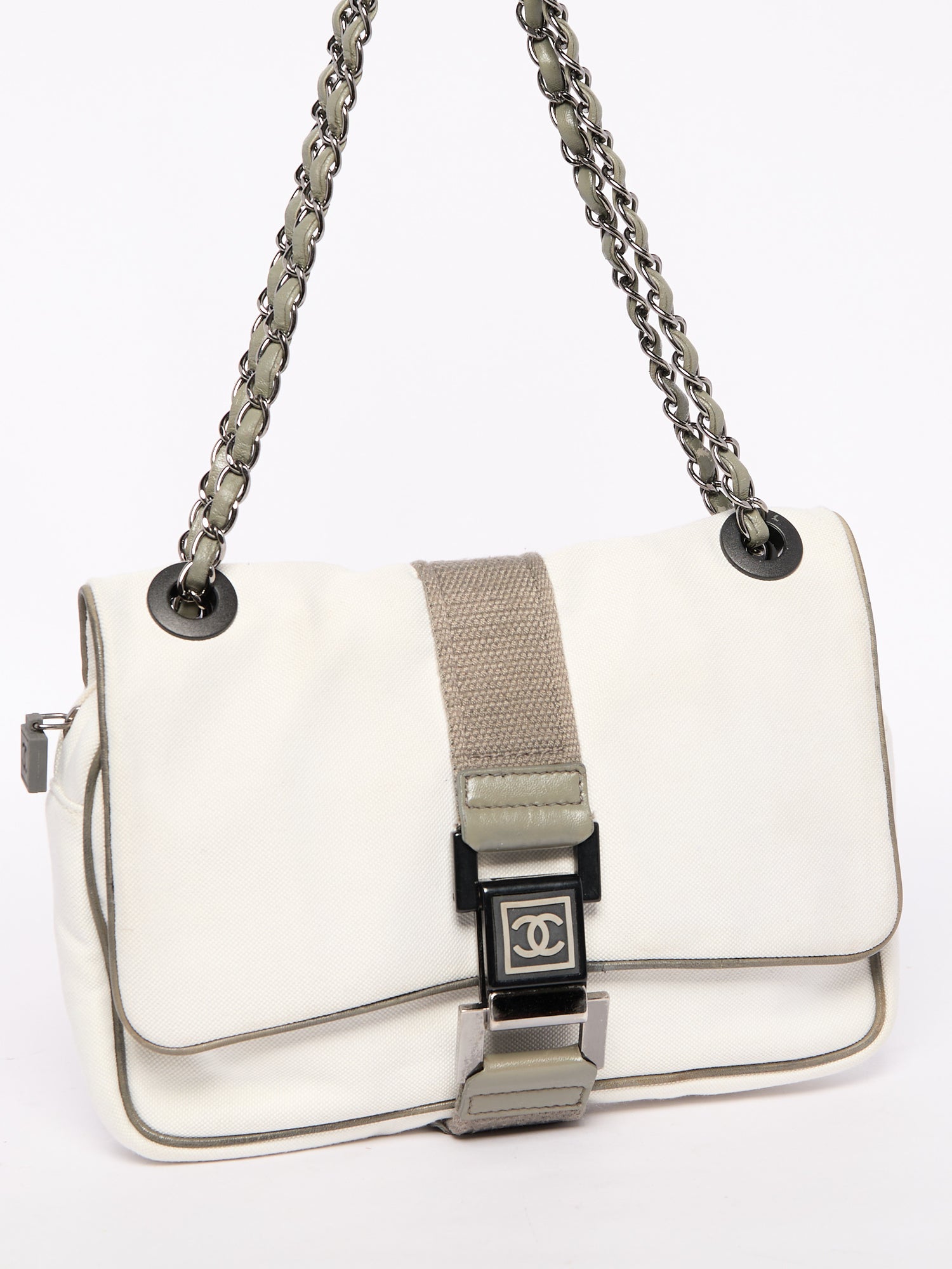 Chanel Sports White Canvas Shoulder Bag