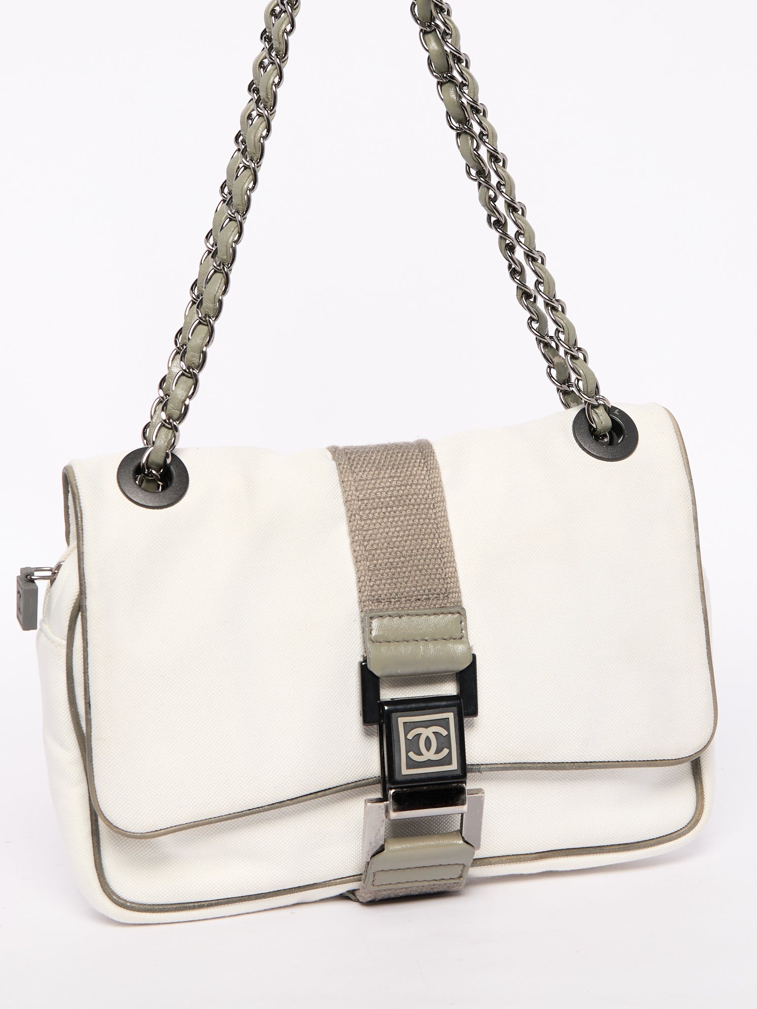 Chanel Sports White Canvas Shoulder Bag