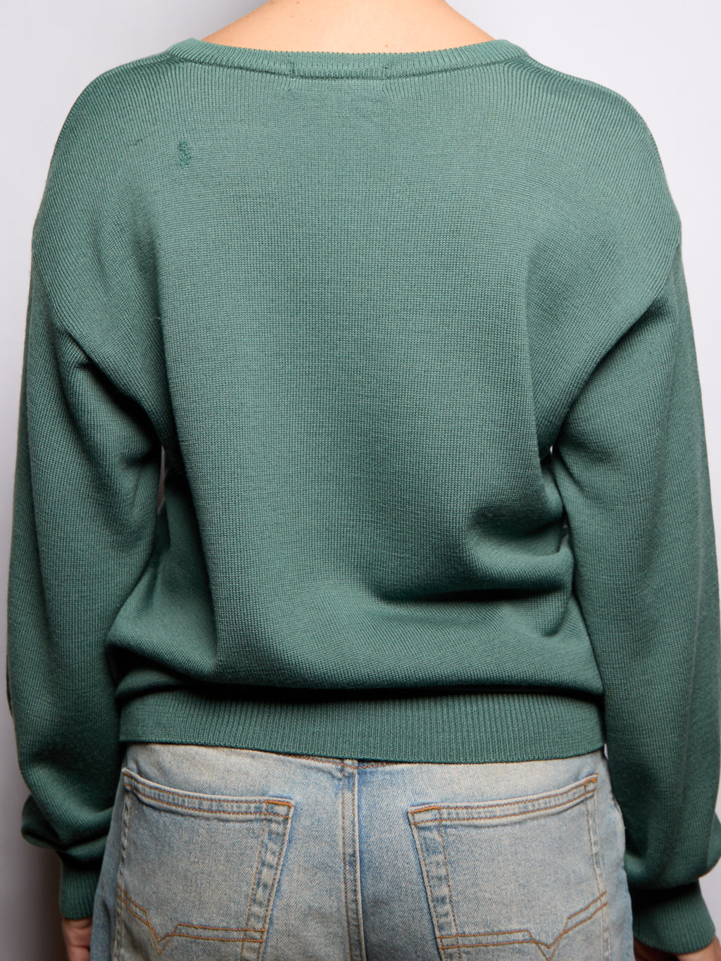 YSL Dark Green Wool V-Neck Sweater