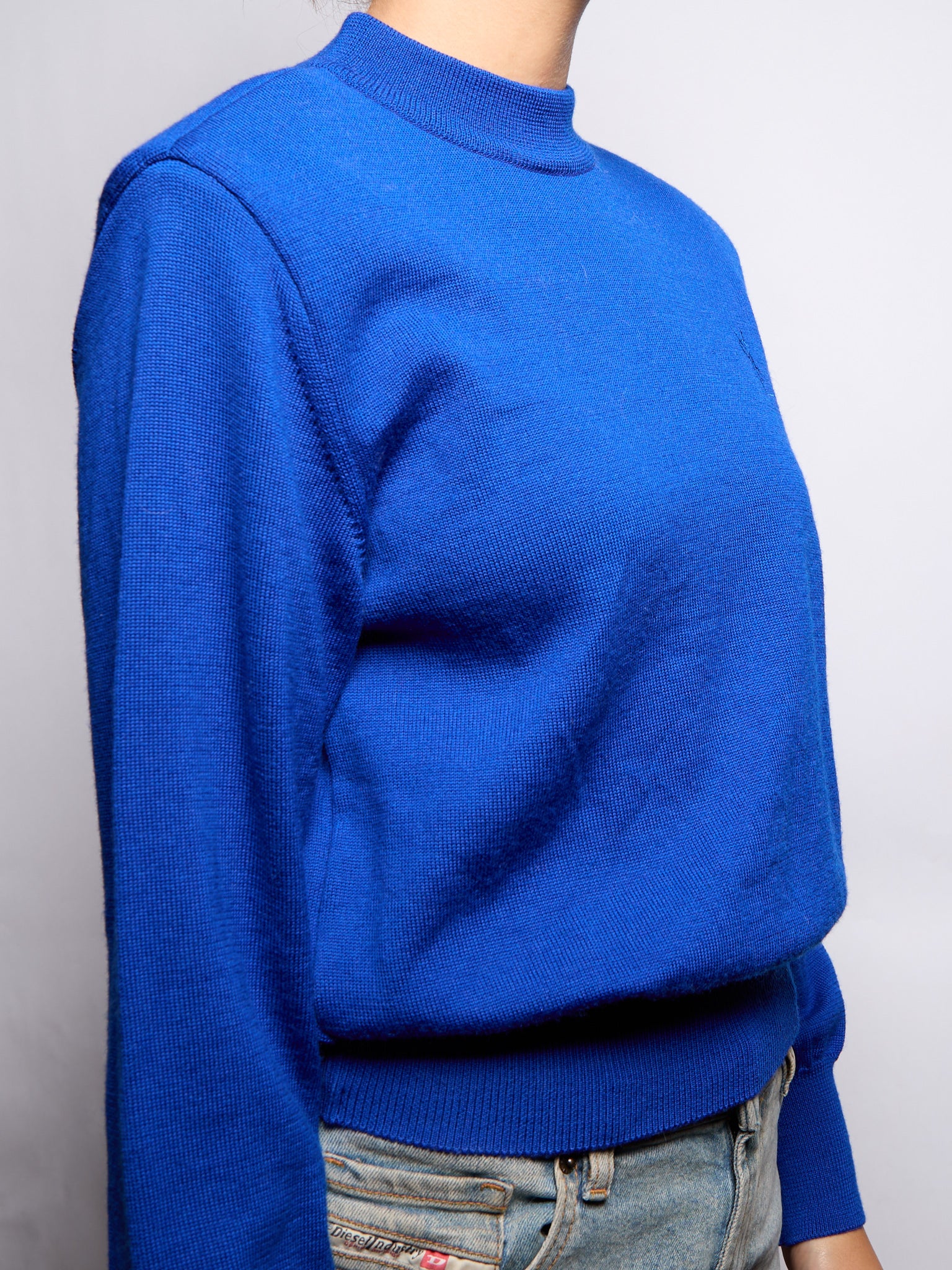 YSL Blue Logo Wool Sweater