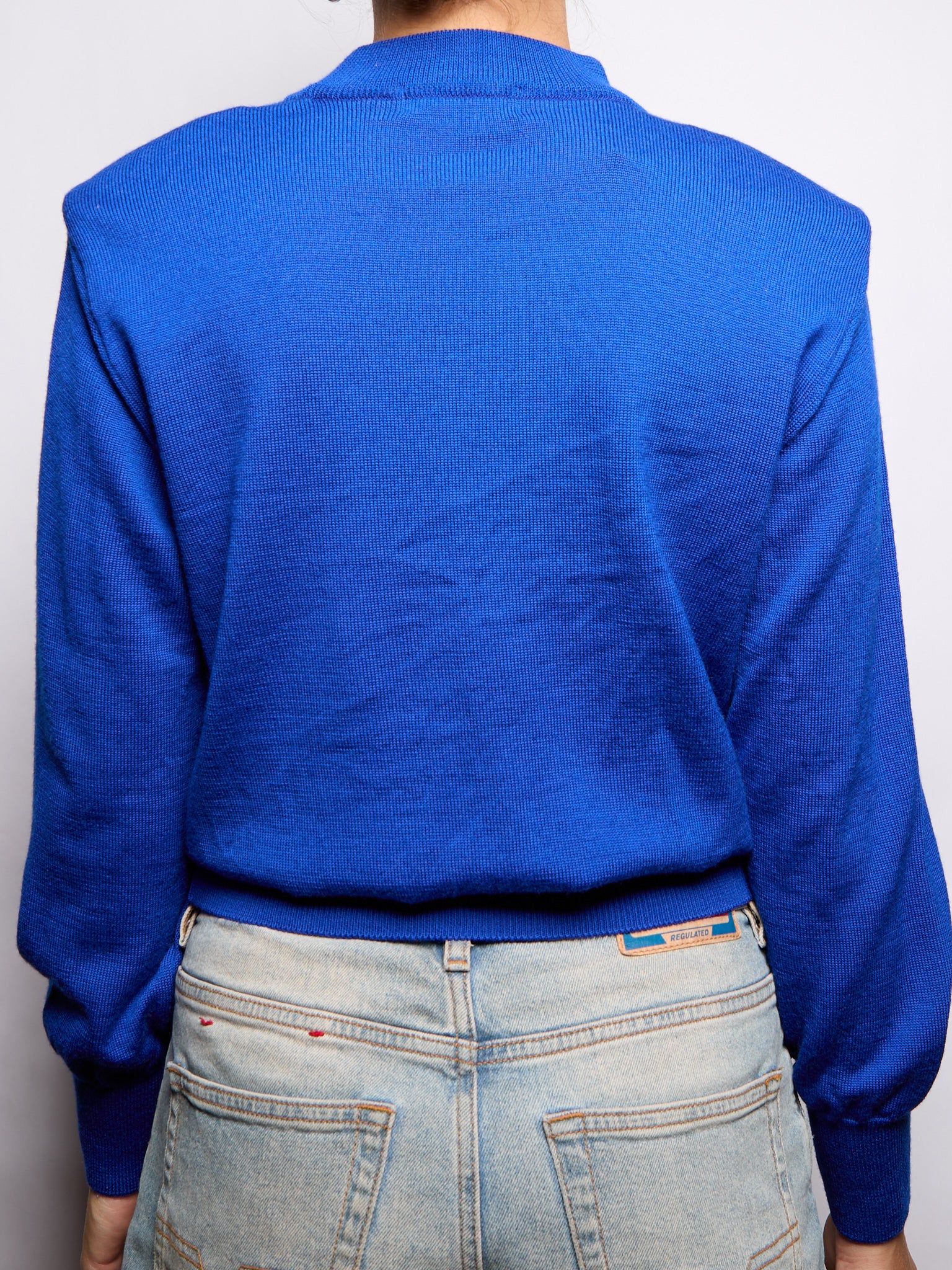 YSL Blue Logo Wool Sweater