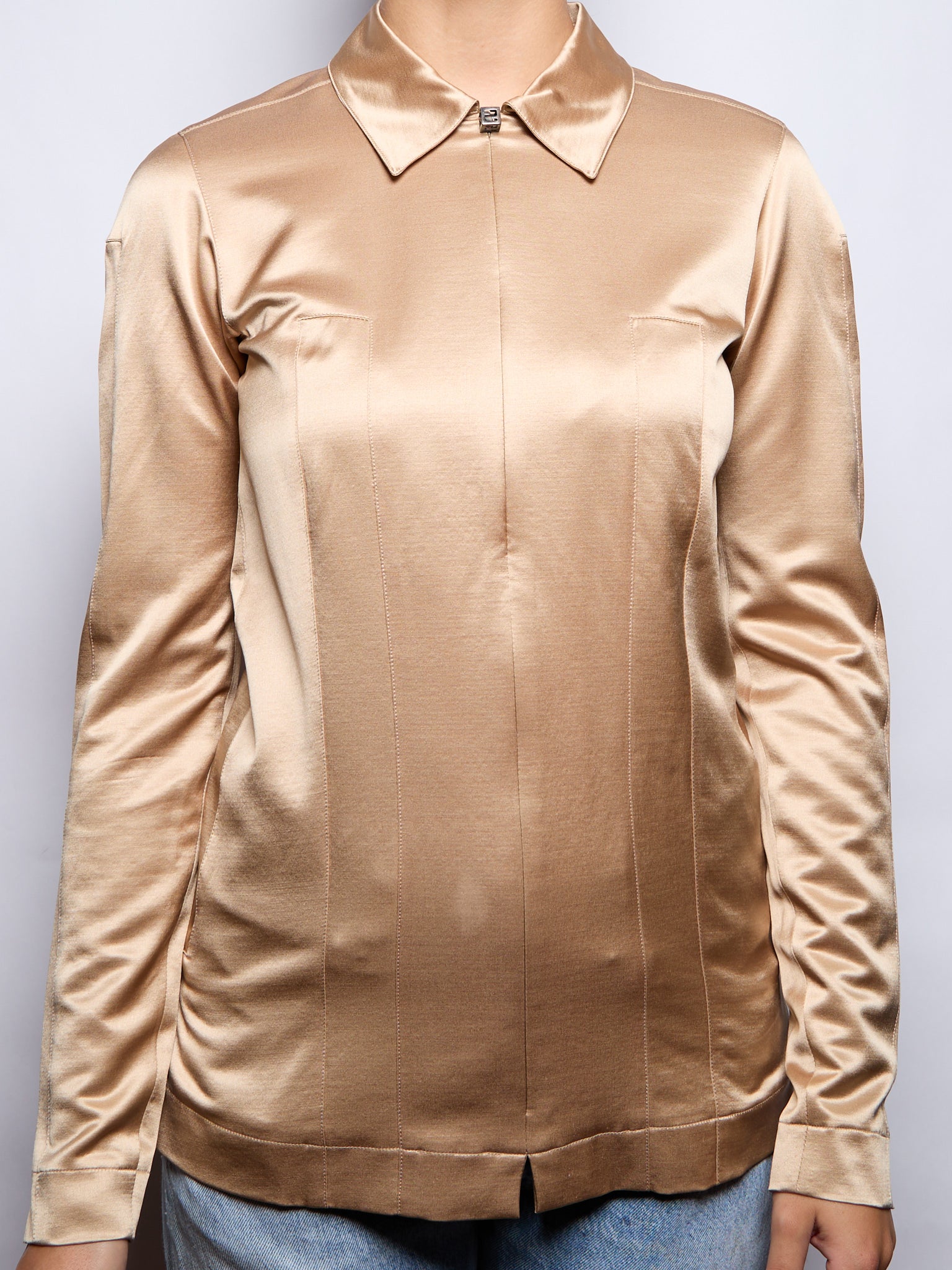 Fendi Silk Top with Logo Detail