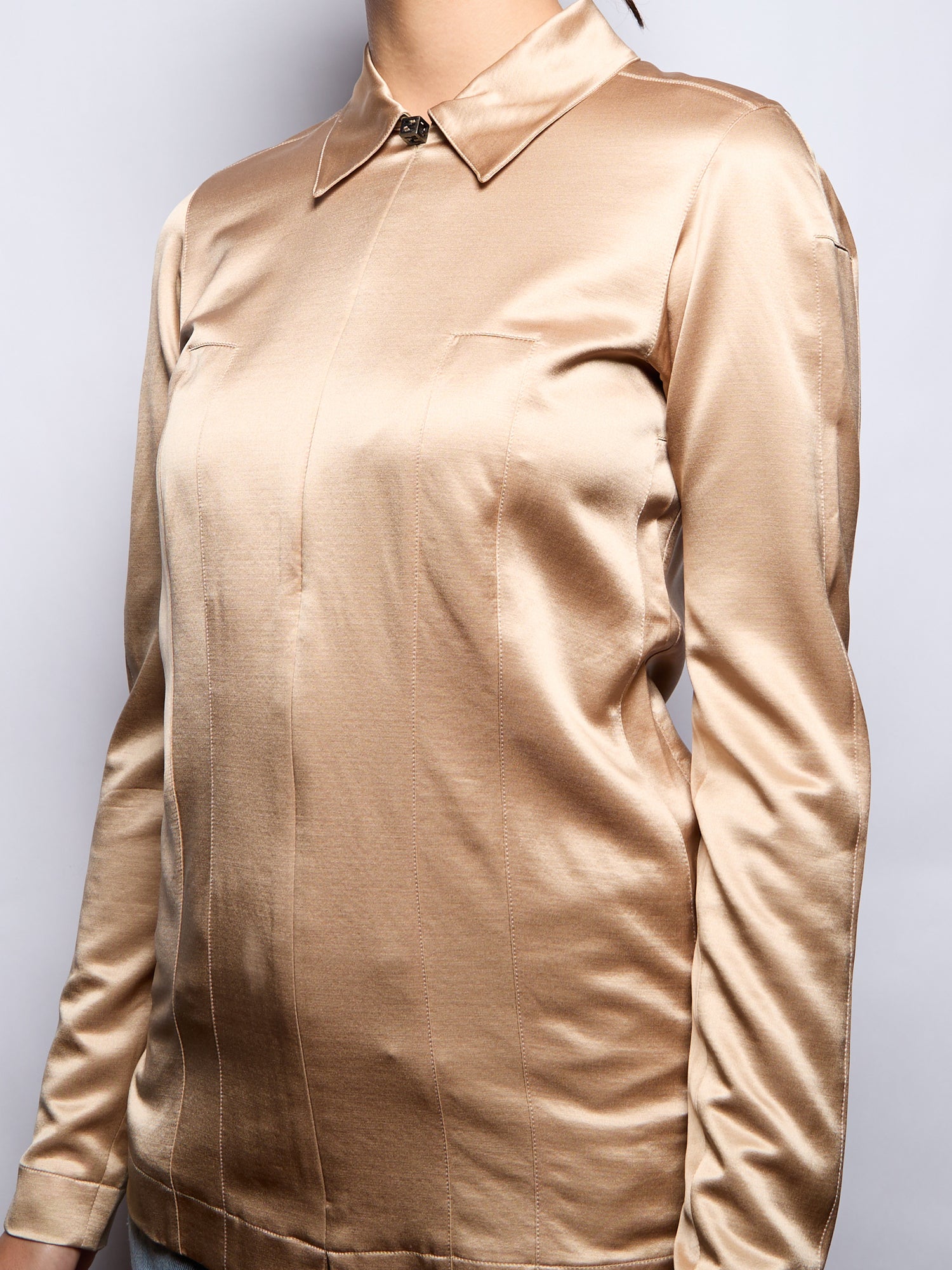 Fendi Silk Top with Logo Detail