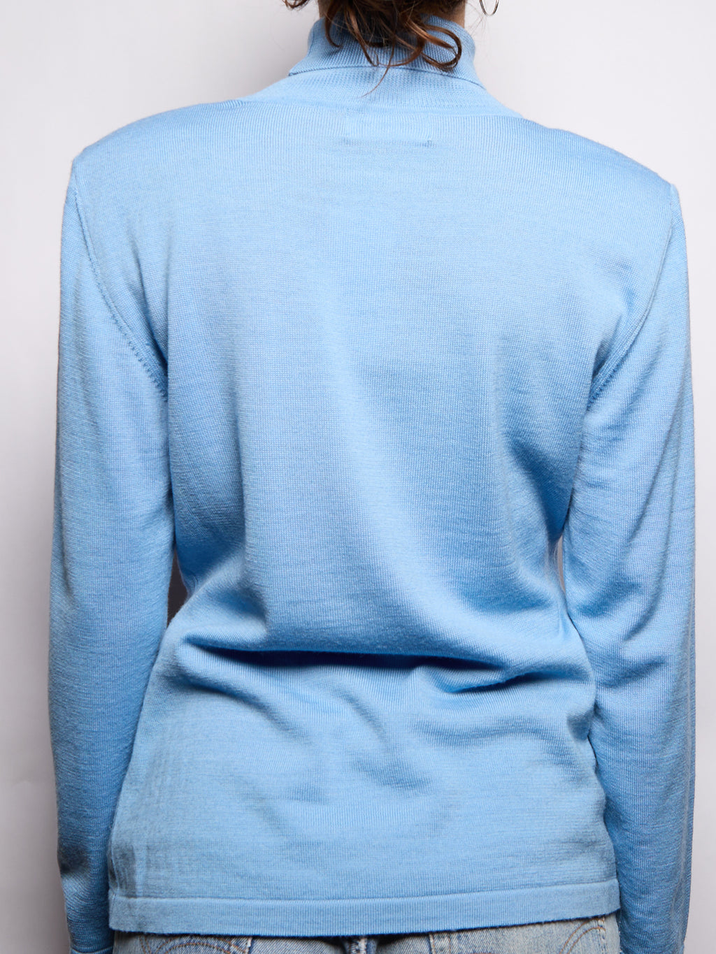 YSL Yves Saint Laurent Blue Knit Logo Top