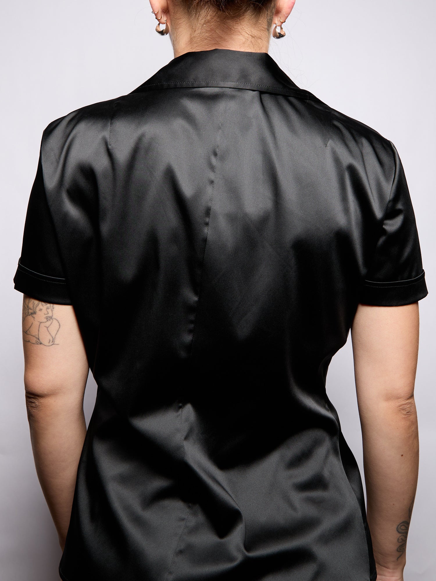 Dolce & Gabbana Black Short Sleeve Satin Top